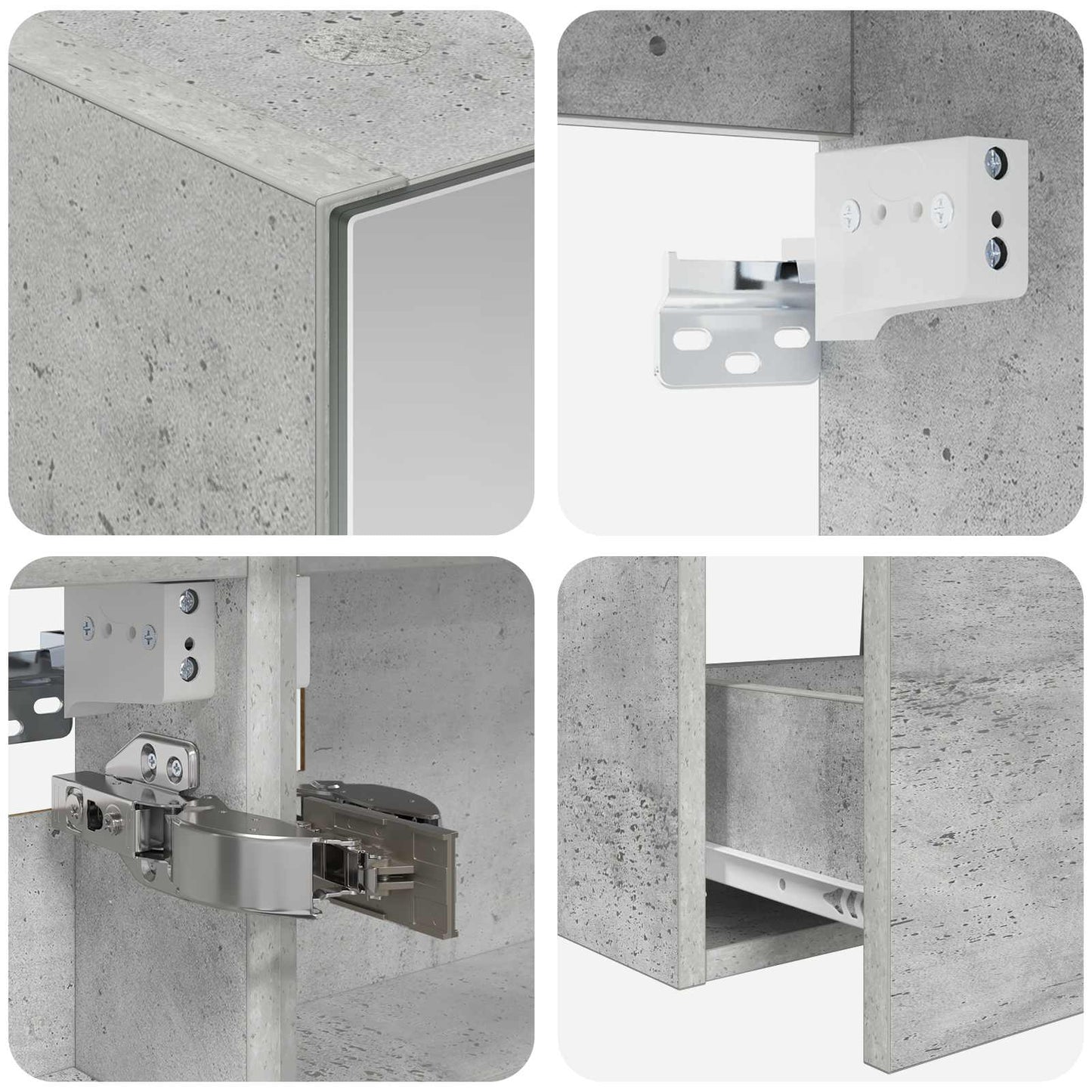 Baderomsinnredningssett 5 pcs Betonggrå Konstruert tre og glass