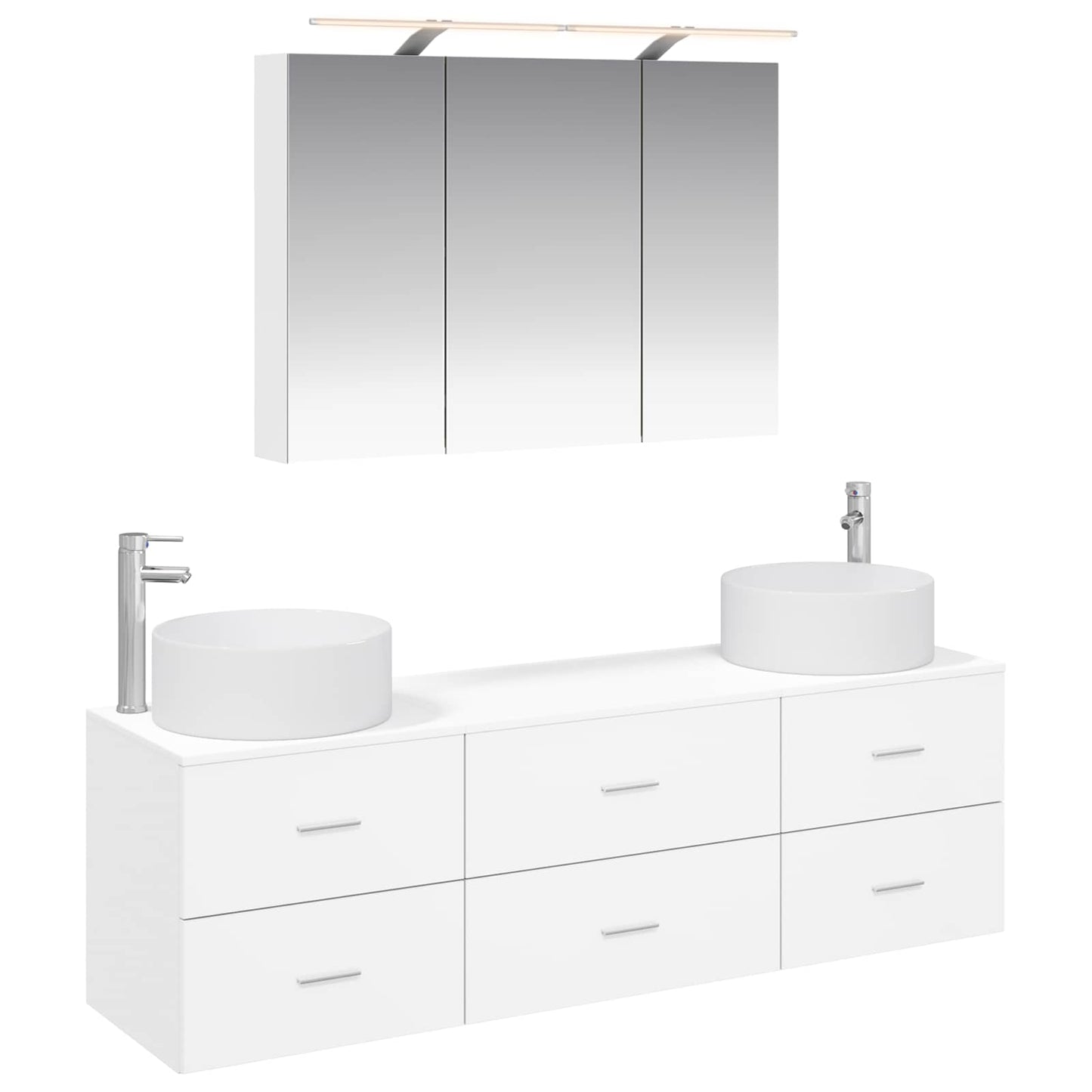 Baderomsinnredningssett 4 pcs Hvit Konstruert tre og glass