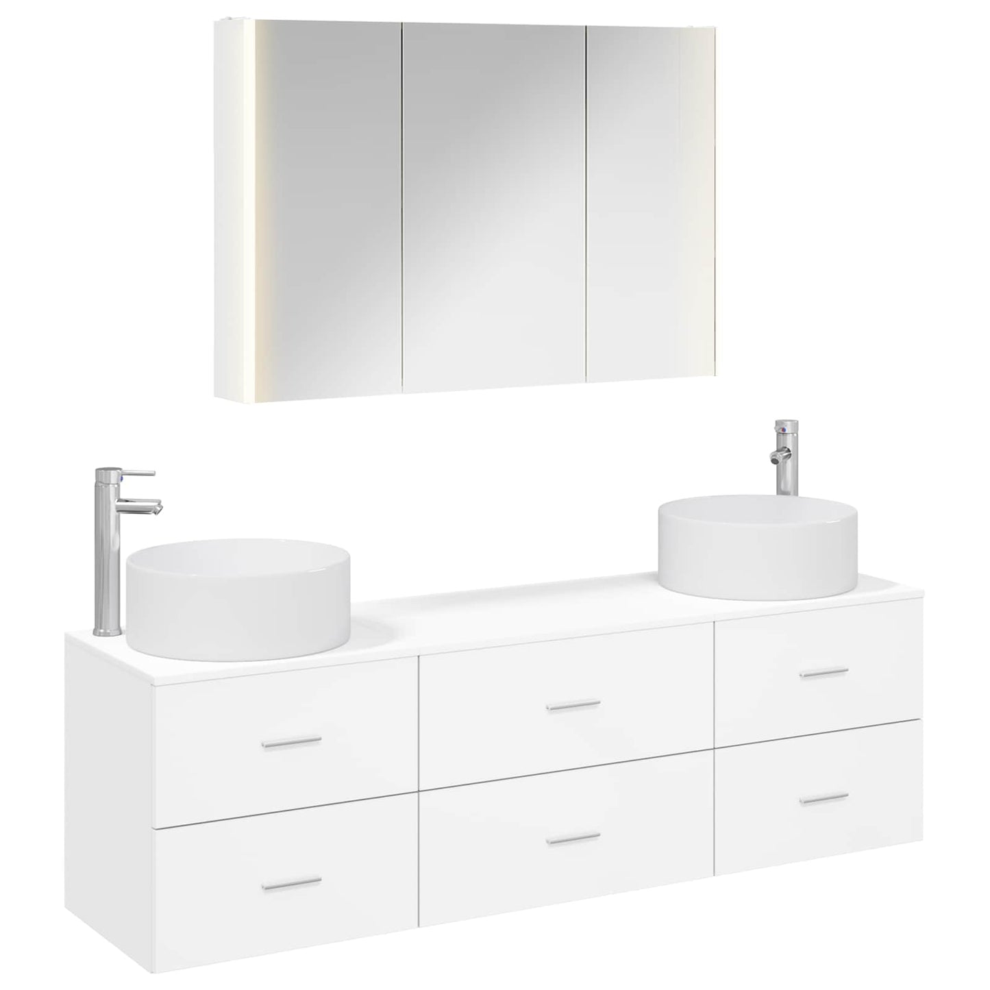 Baderomsinnredningssett 4 pcs Hvit Konstruert tre og glass