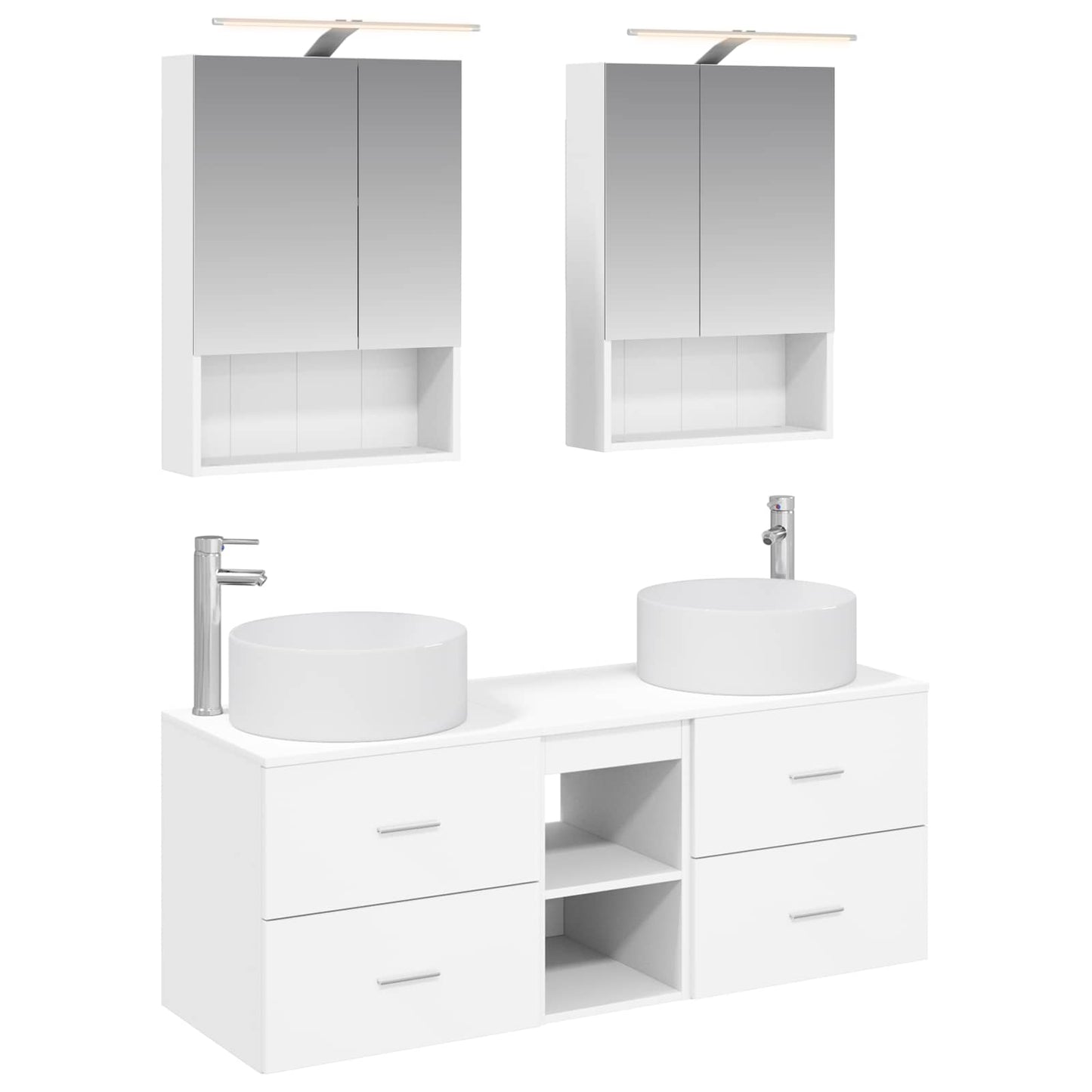 Baderomsinnredningssett 5 pcs Hvit Konstruert tre og glass
