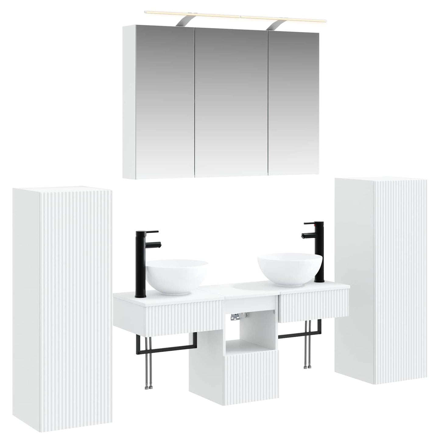 Baderomsinnredningssett 6 pcs Hvit Konstruert tre og glass