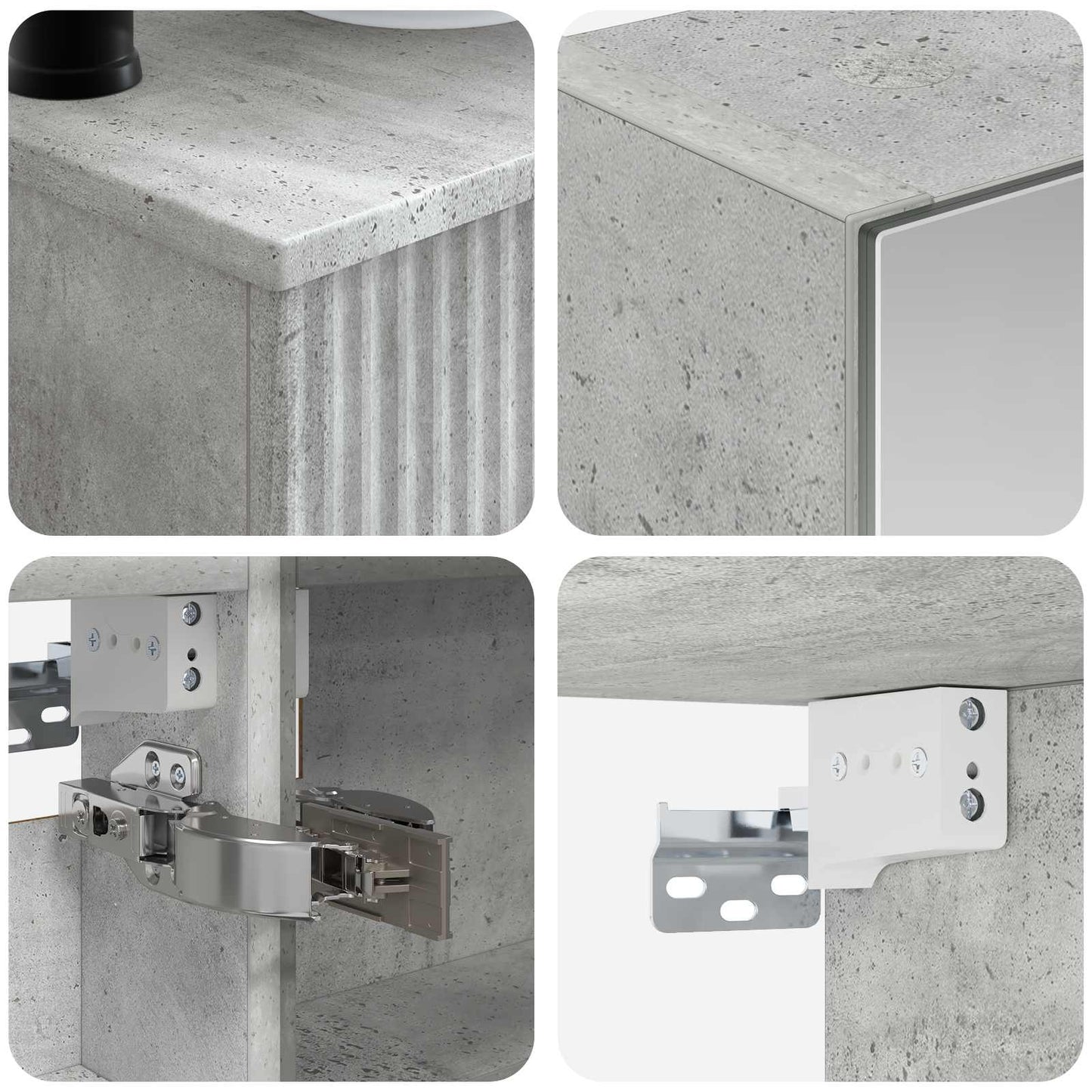 Baderomsinnredningssett 6 pcs Betonggrå Konstruert tre og glass