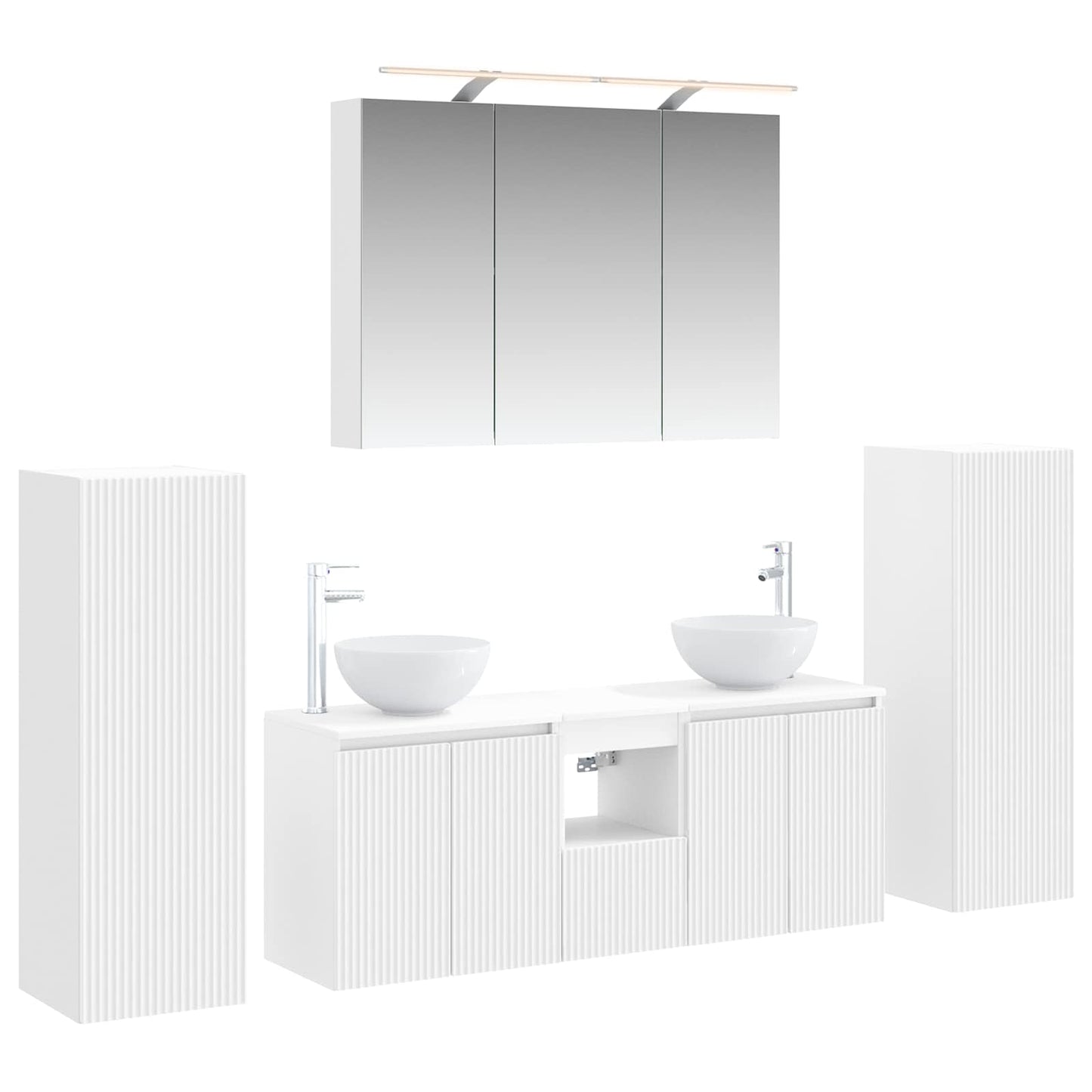 Baderomsinnredningssett 6 pcs Hvit Konstruert tre og glass