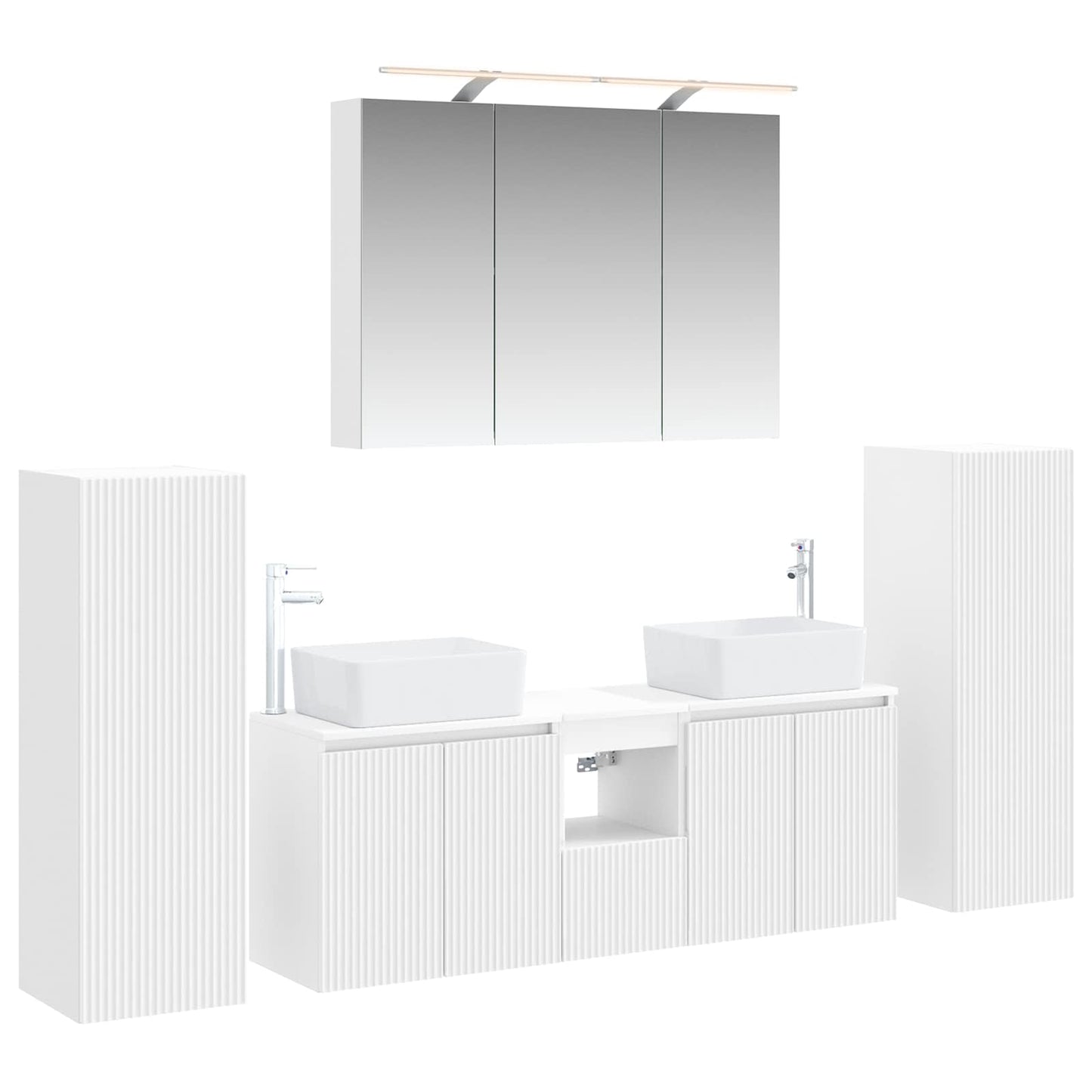 Baderomsinnredningssett 6 pcs Hvit Konstruert tre og glass