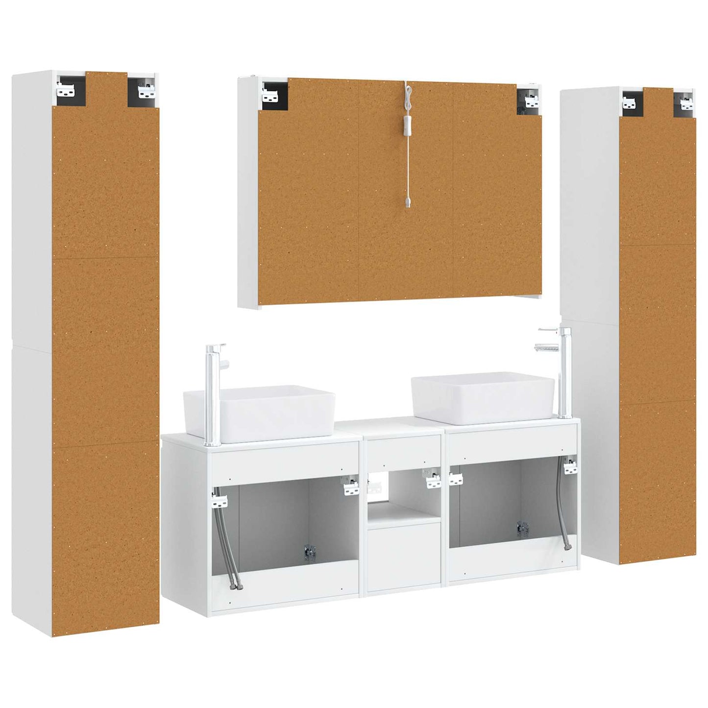 Baderomsinnredningssett 6 pcs Hvit Konstruert tre og glass