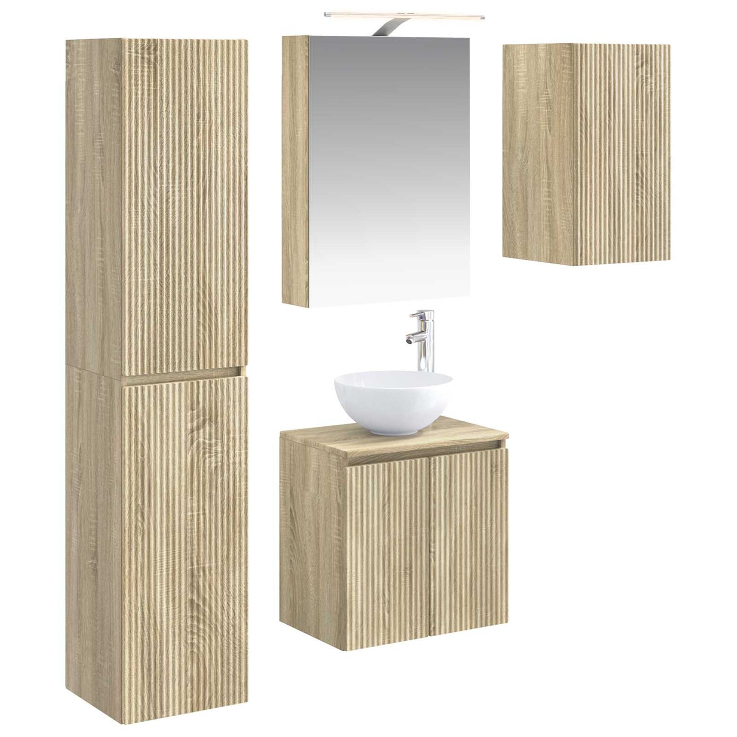 Baderomsskapsett 5 pcs Sonoma eik 50 x 14,5 x 70 cm