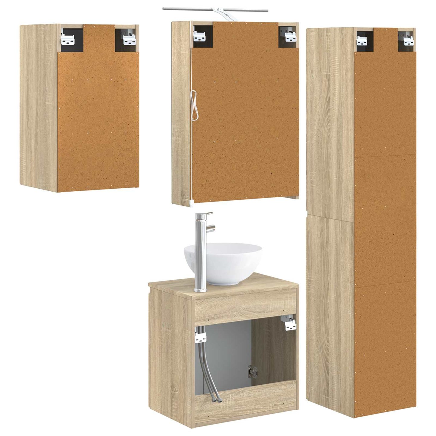 Baderomsskapsett 5 pcs Sonoma eik 50 x 14,5 x 70 cm