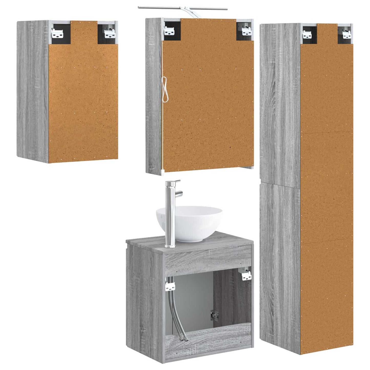 Baderomsskapsett 5 pcs Grå Sonoma 50 x 14,5 x 70 cm