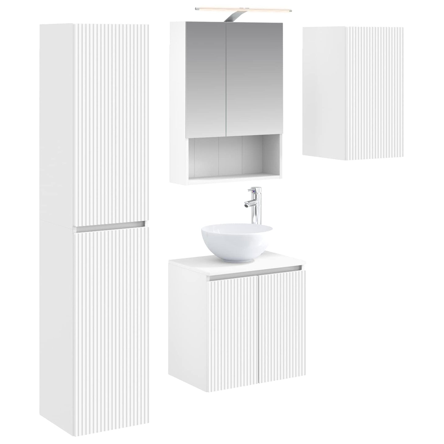 Baderomsskapsett 5 pcs Hvit 50 x 14,5 x 70 cm Konstruert tre