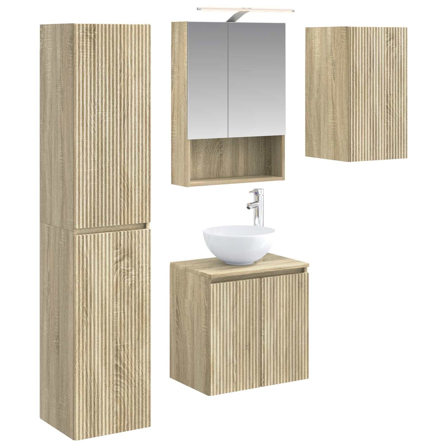 Baderomsskapsett 5 pcs Sonoma eik 50 x 14,5 x 70 cm