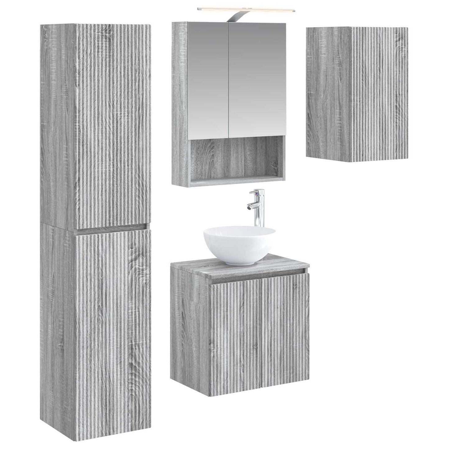 Baderomsskapsett 5 pcs Grå Sonoma 50 x 14,5 x 70 cm