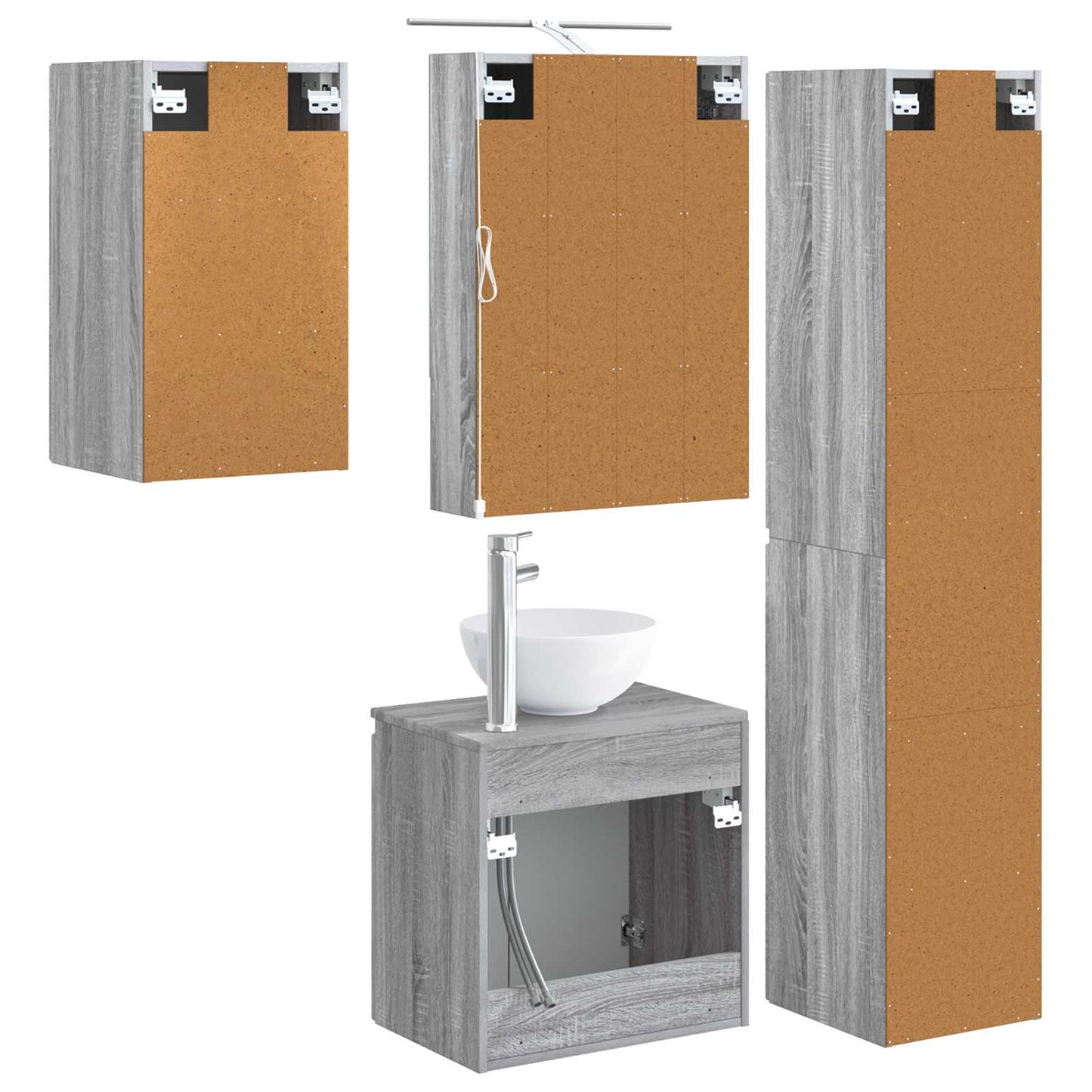 Baderomsskapsett 5 pcs Grå Sonoma 50 x 14,5 x 70 cm