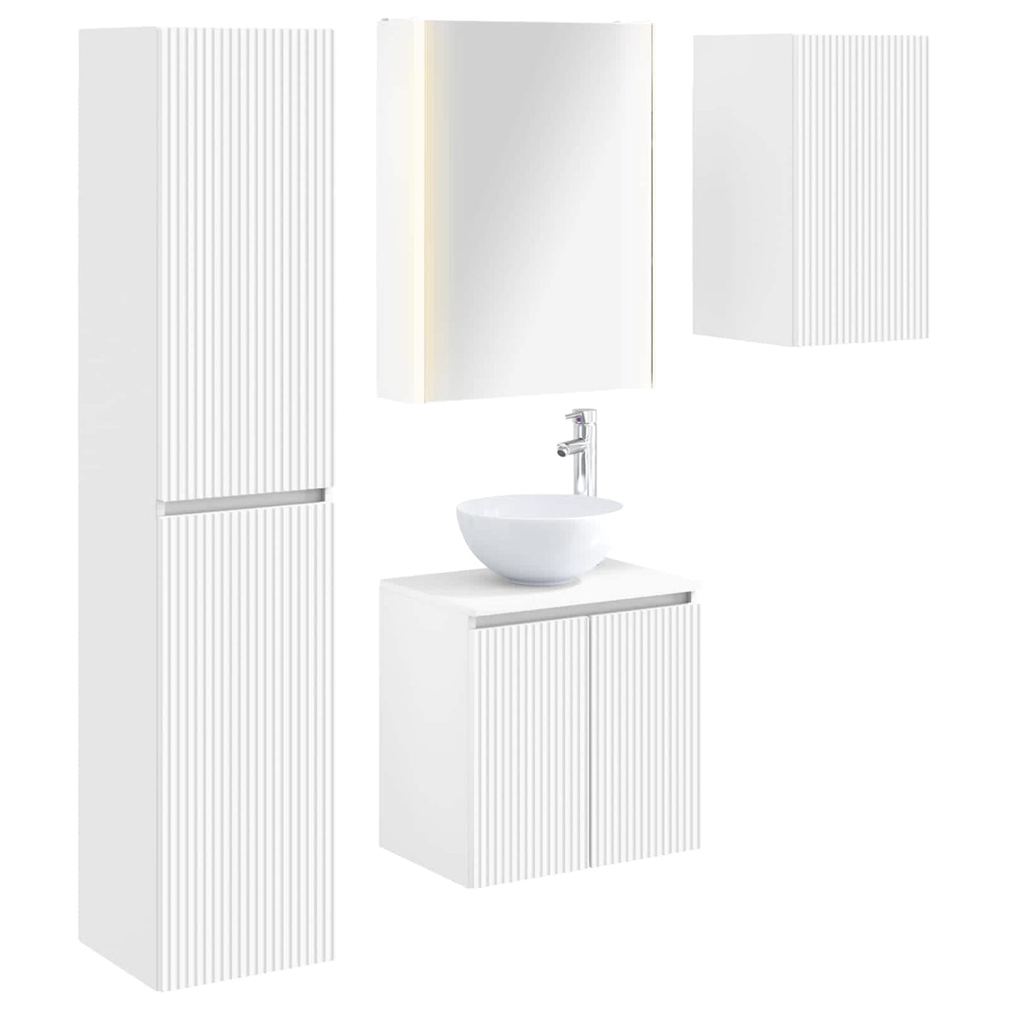 Baderomsskapsett 5 pcs Hvit 53 x 15,5 x 70 cm Konstruert tre