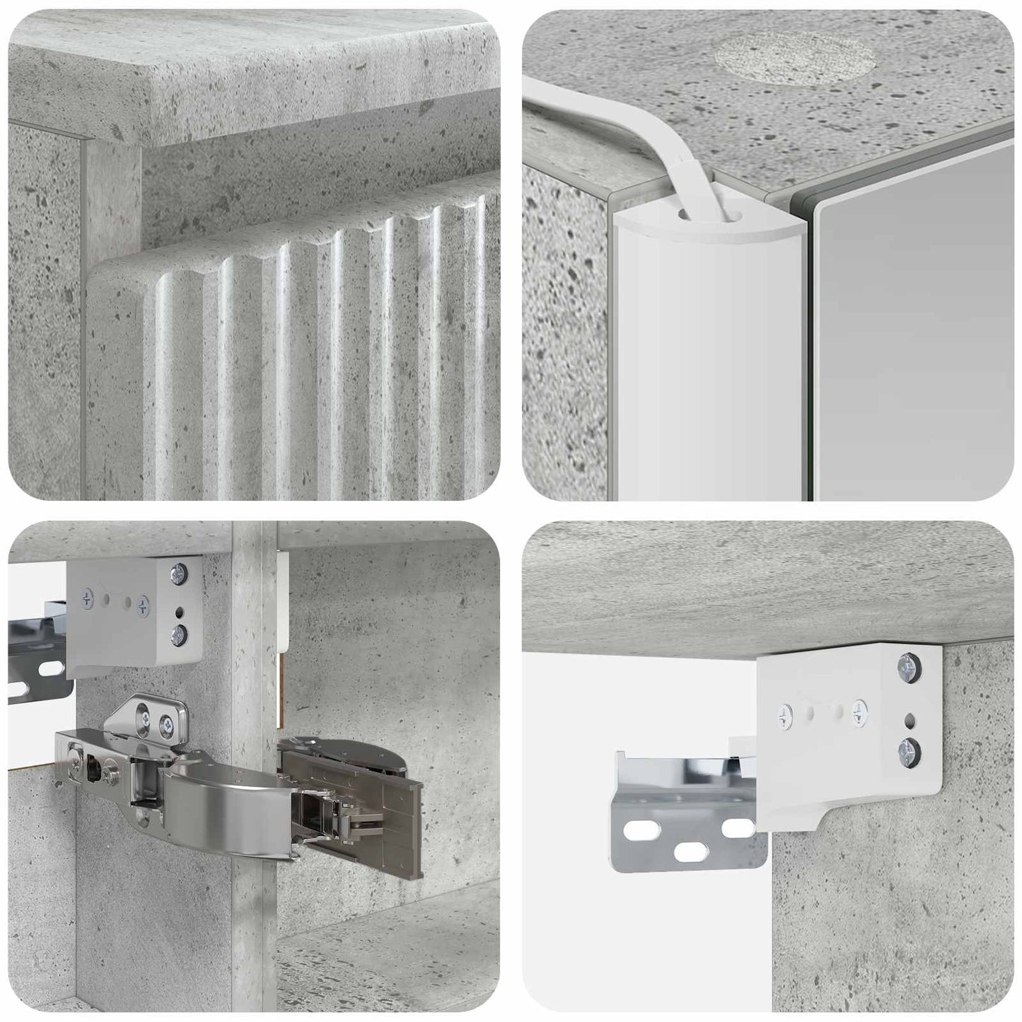 Baderomsskapsett 5 pcs Betonggrå 53 x 15,5 x 70 cm