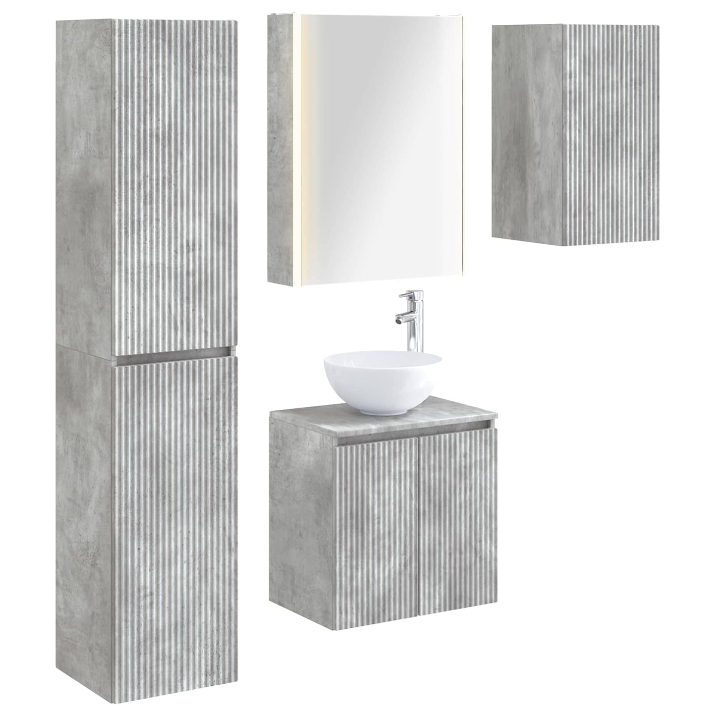 Baderomsskapsett 5 pcs Betonggrå 53 x 15,5 x 70 cm