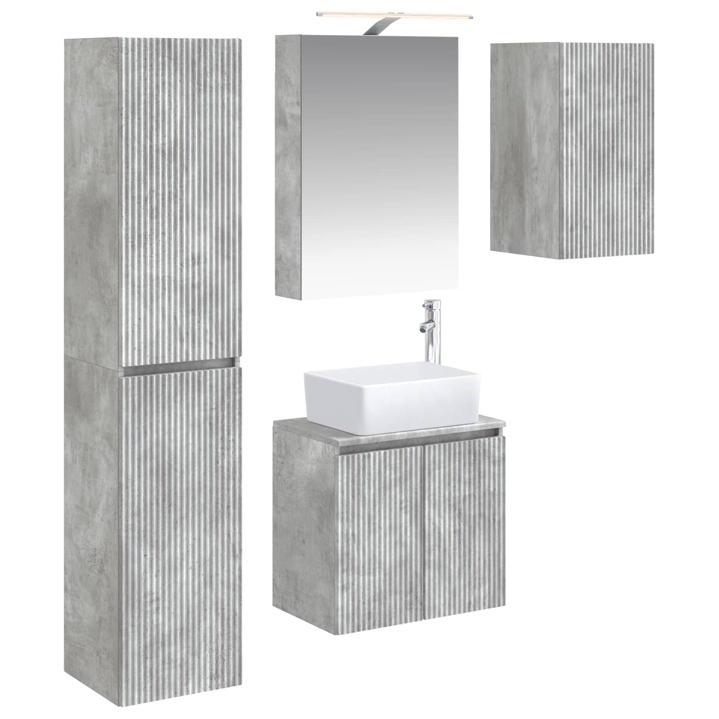 Baderomsskapsett 5 pcs Betonggrå 50 x 14,5 x 70 cm