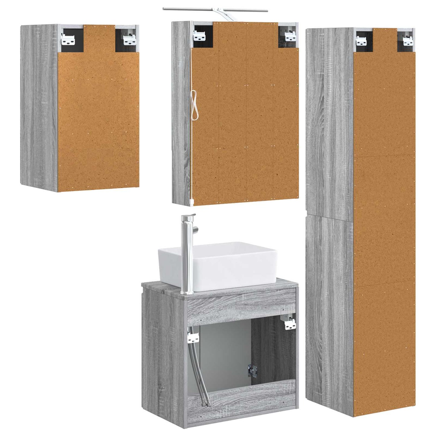 Baderomsskapsett 5 pcs Grå Sonoma 50 x 14,5 x 70 cm
