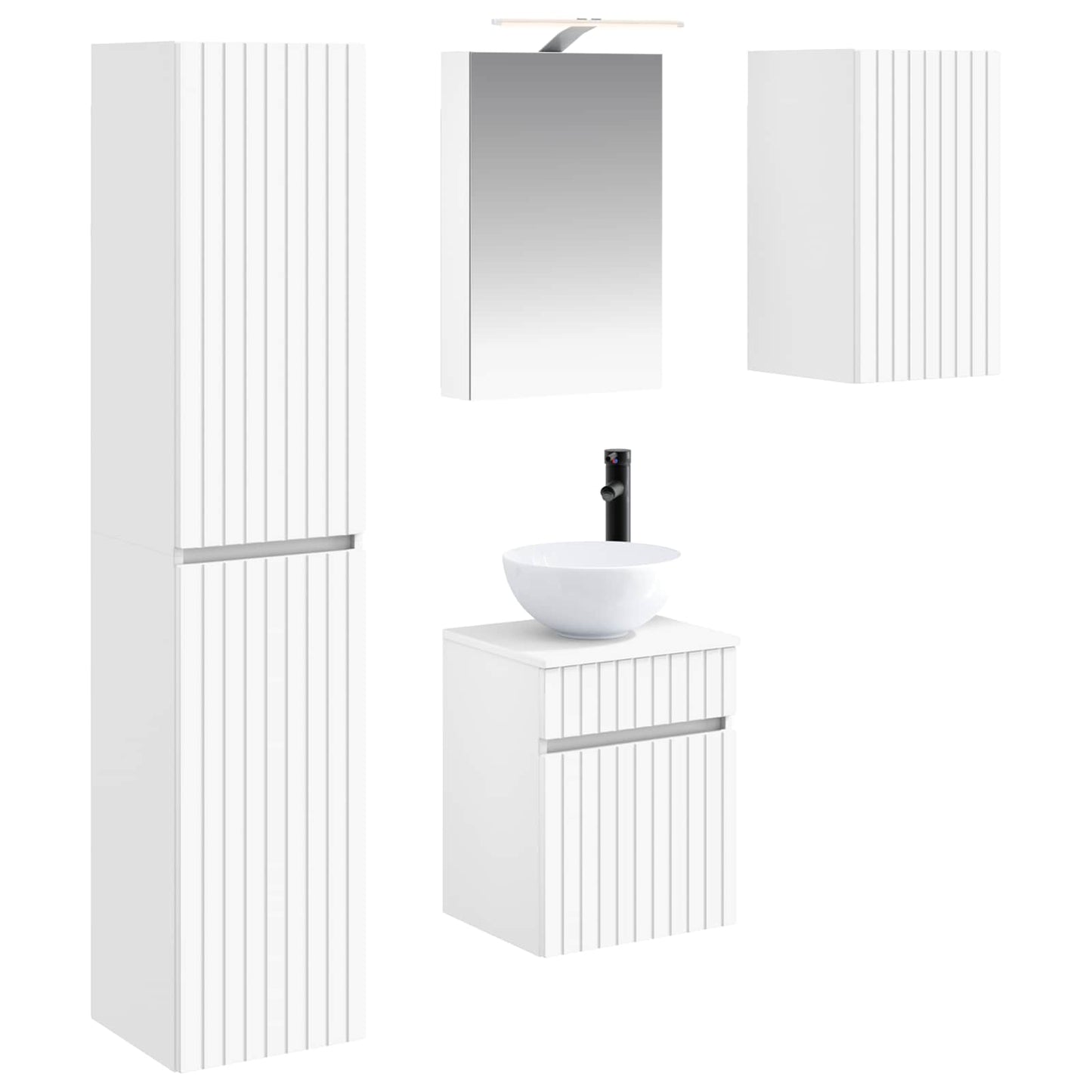 Baderomsskapsett 5 pcs Hvit 40 x 10,5 x 60,5 cm Konstruert tre