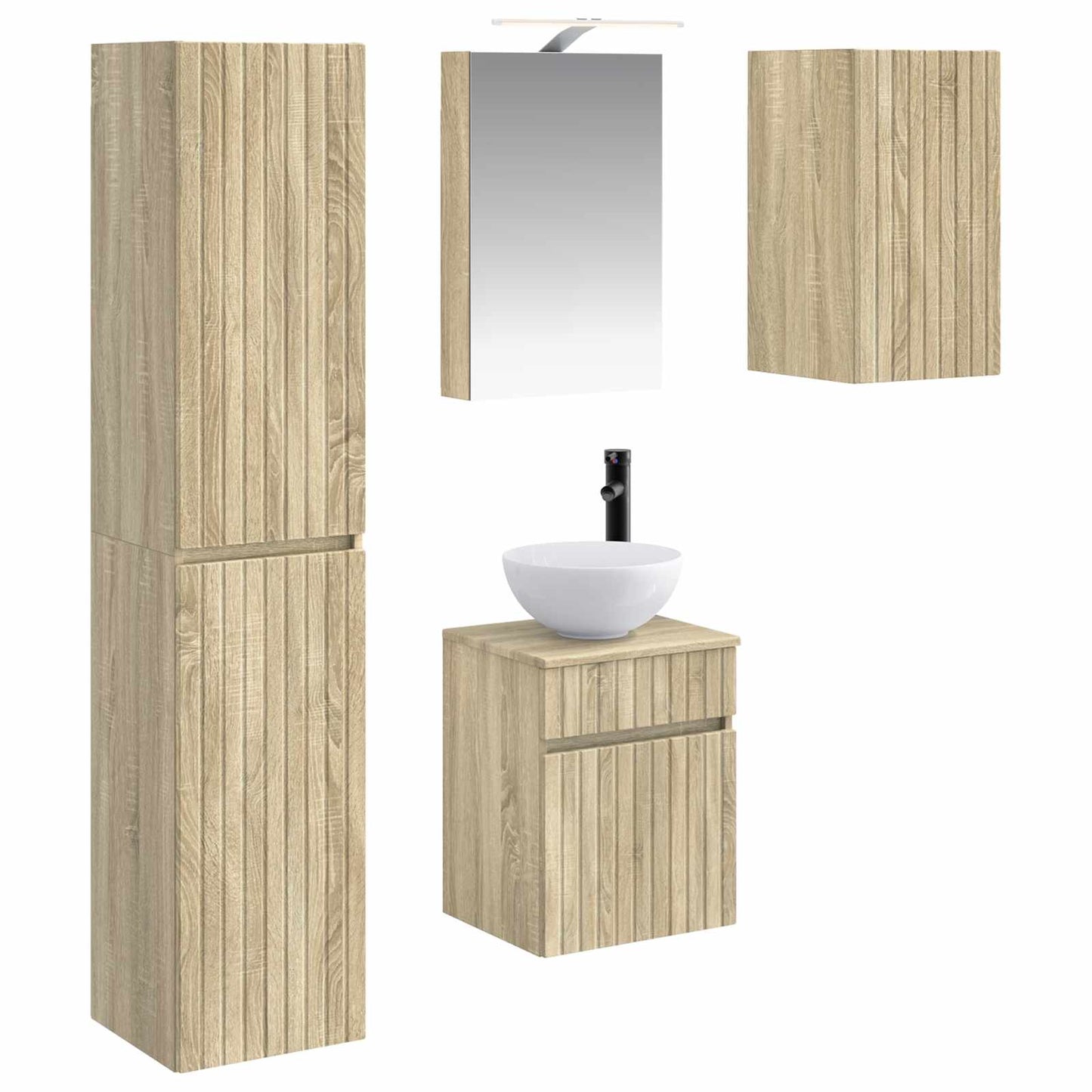 Baderomsskapsett 5 pcs Sonoma eik 40 x 10,5 x 60,5 cm