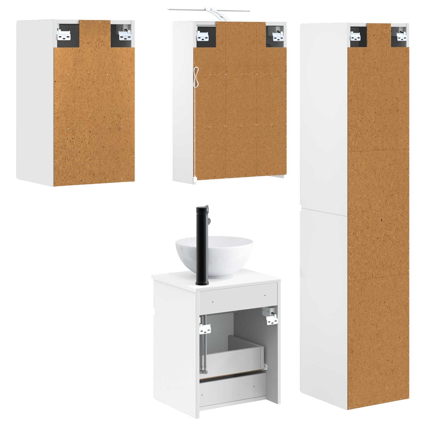 Baderomsskapsett 5 pcs Hvit 43 x 16 x 62,5 cm Konstruert tre