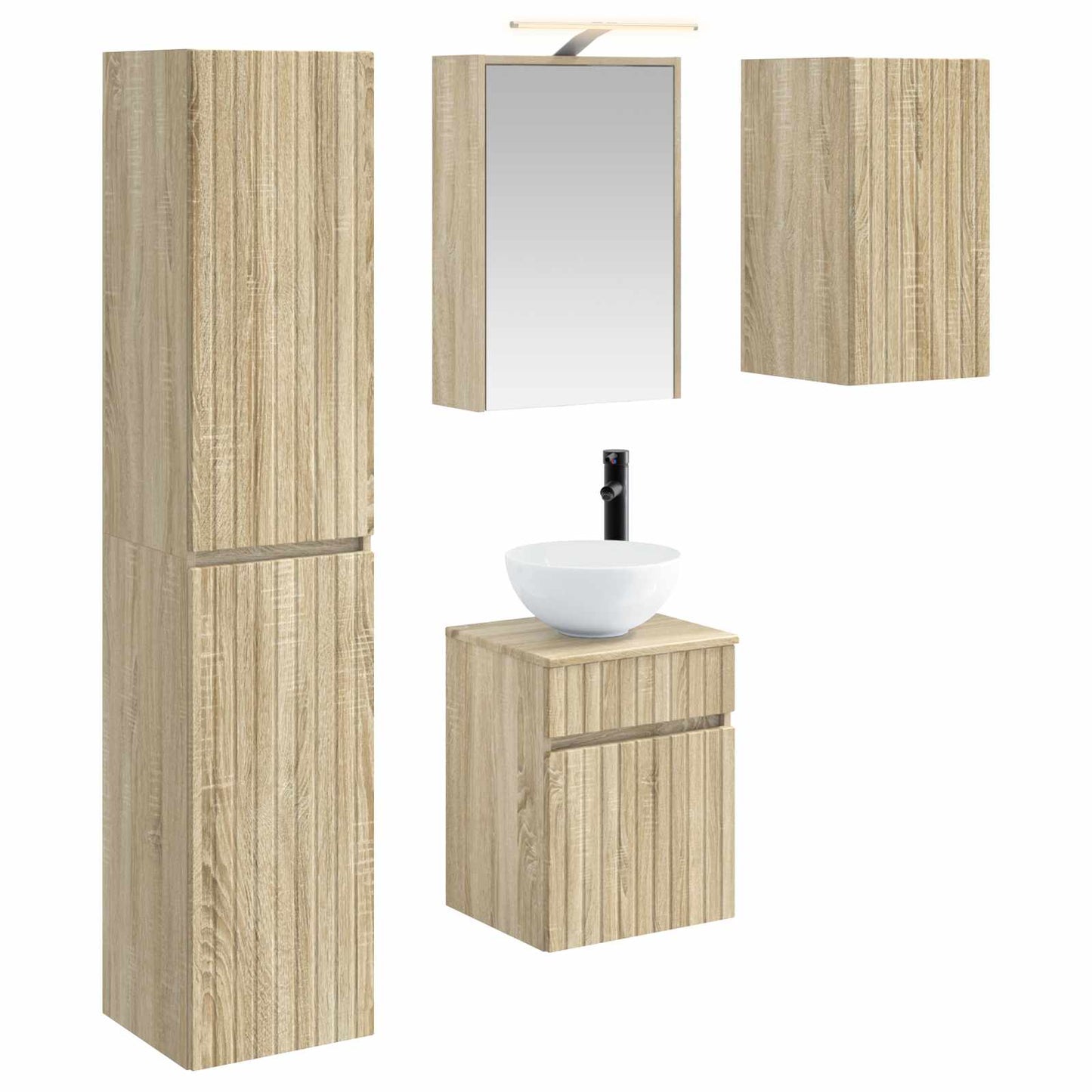 Baderomsskapsett 5 pcs Sonoma eik 43 x 16 x 62,5 cm