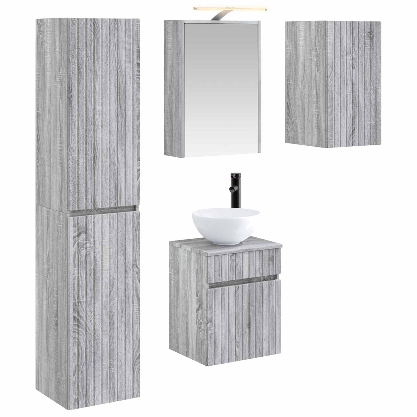 Baderomsskapsett 5 pcs Grå Sonoma 43 x 16 x 62,5 cm