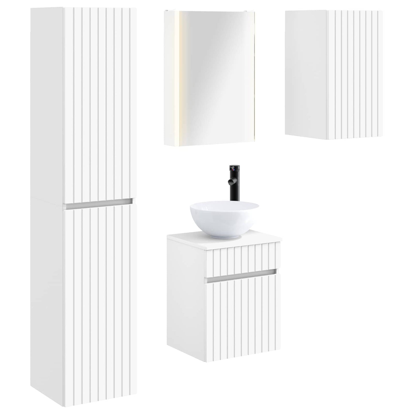 Baderomsskapsett 5 pcs Hvit 43 x 11,5 x 60,5 cm Konstruert tre