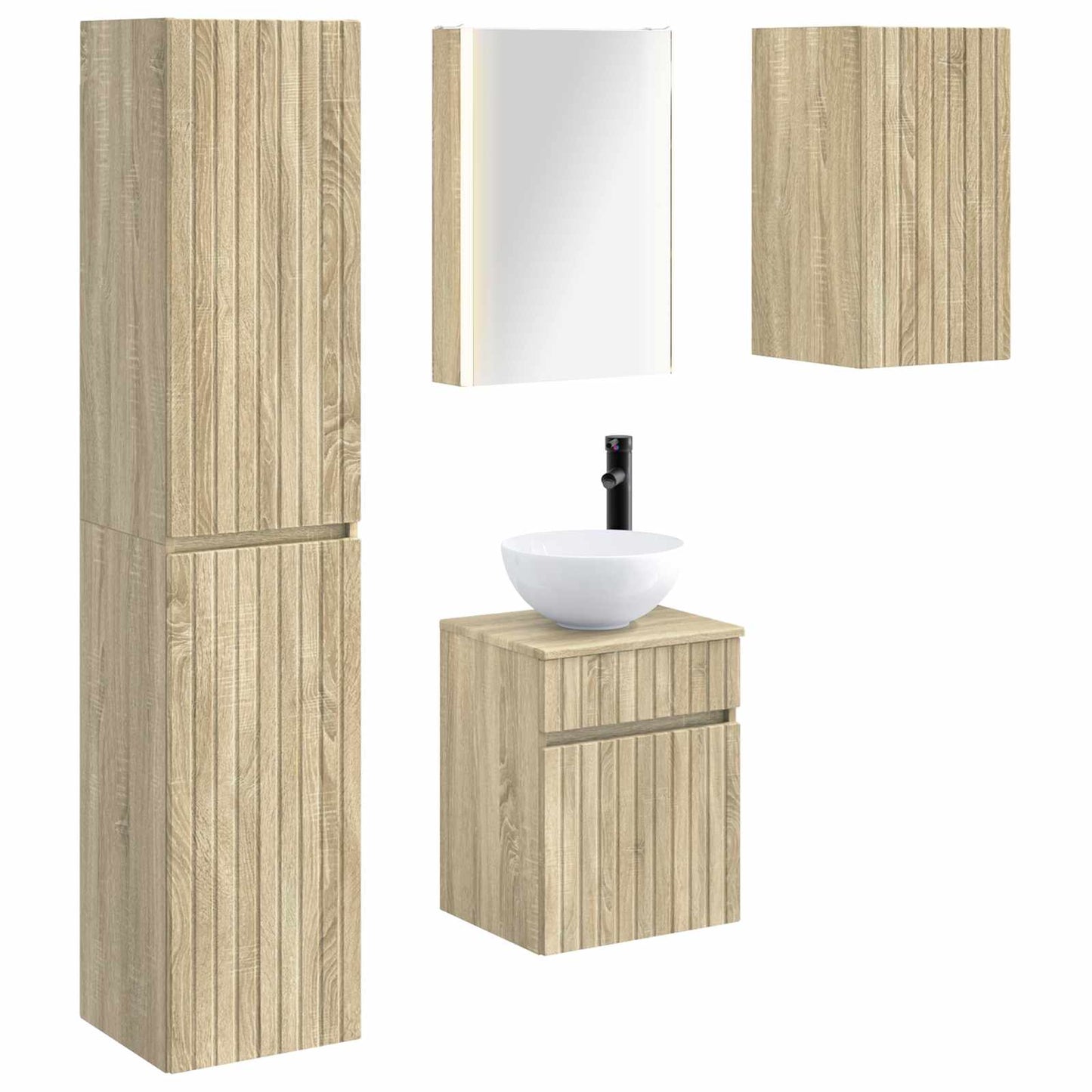 Baderomsskapsett 5 pcs Sonoma eik 43 x 11,5 x 60,5 cm