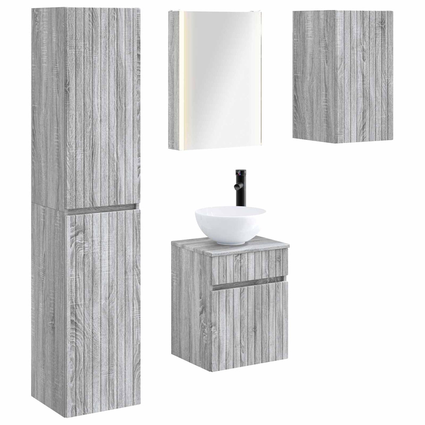 Baderomsskapsett 5 pcs Grå Sonoma 43 x 11,5 x 60,5 cm