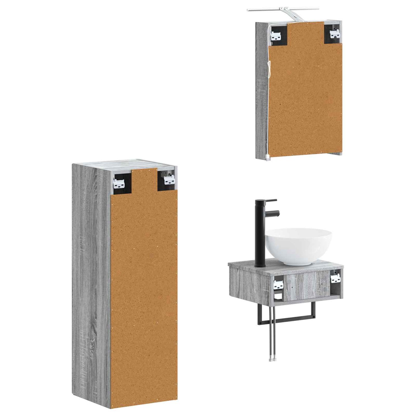 Baderomsskapsett 4 pcs Grå Sonoma 40 x 10,5 x 60,5 cm