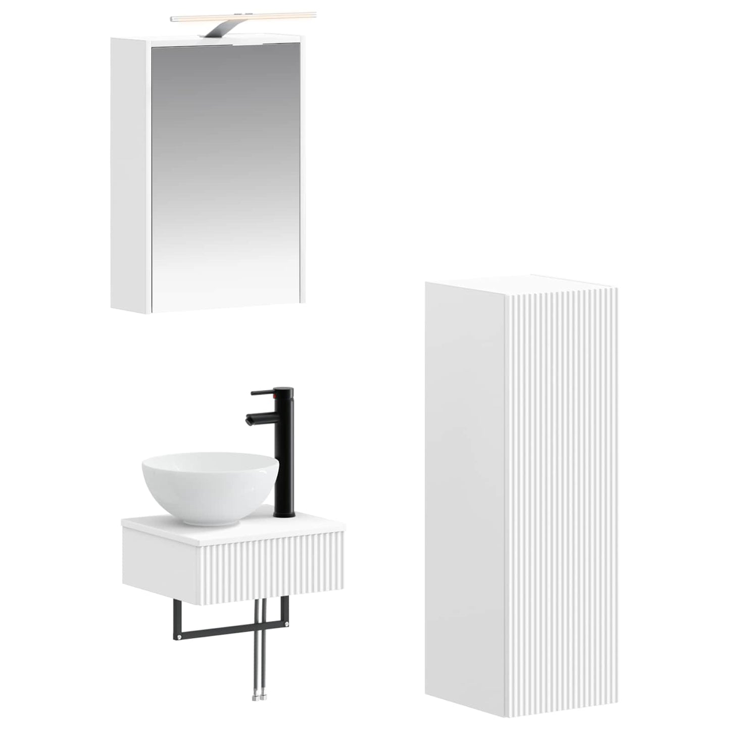 Baderomsskapsett 4 pcs Hvit 43 x 16 x 62,5 cm Konstruert tre