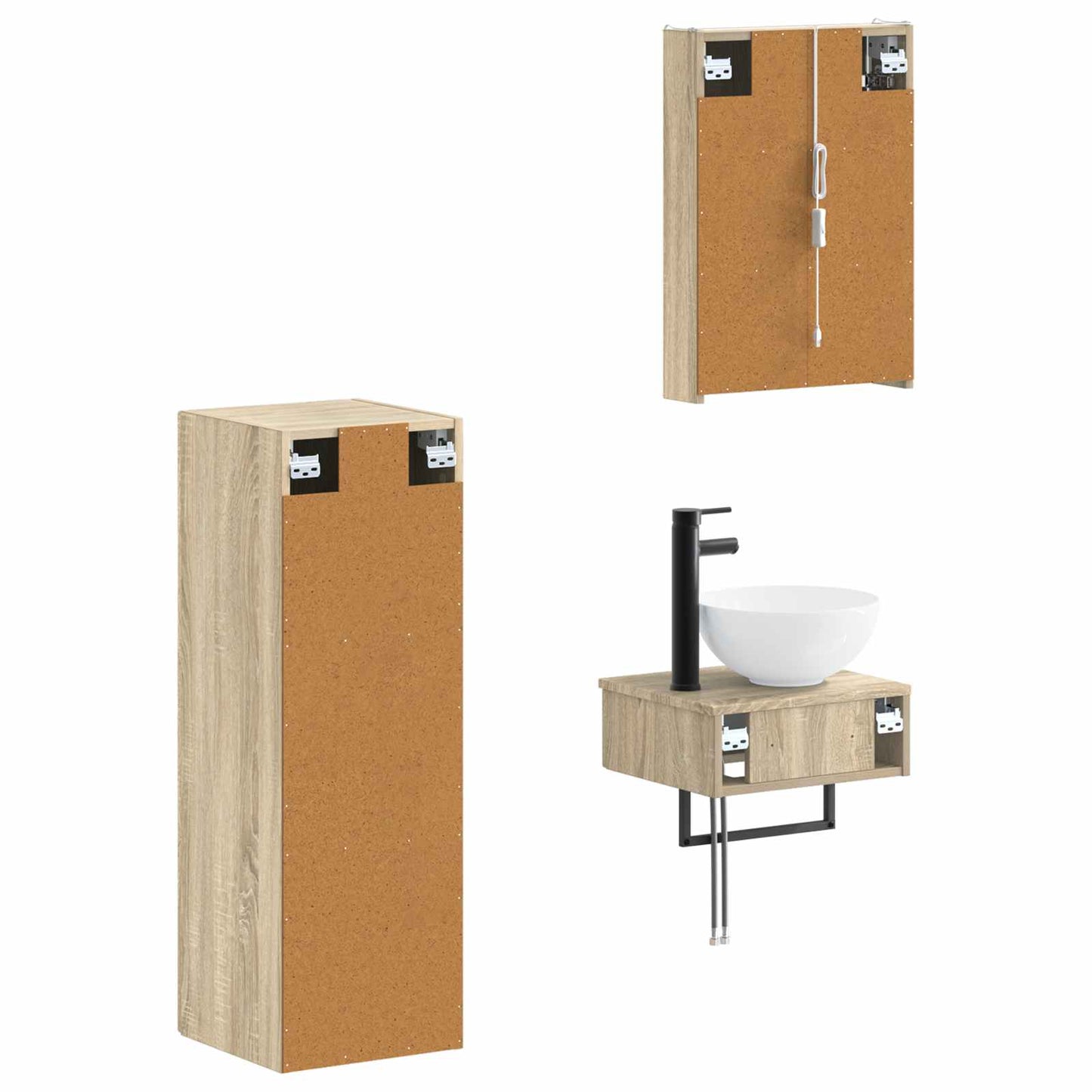 Baderomsskapsett 4 pcs Sonoma eik 43 x 11,5 x 60,5 cm