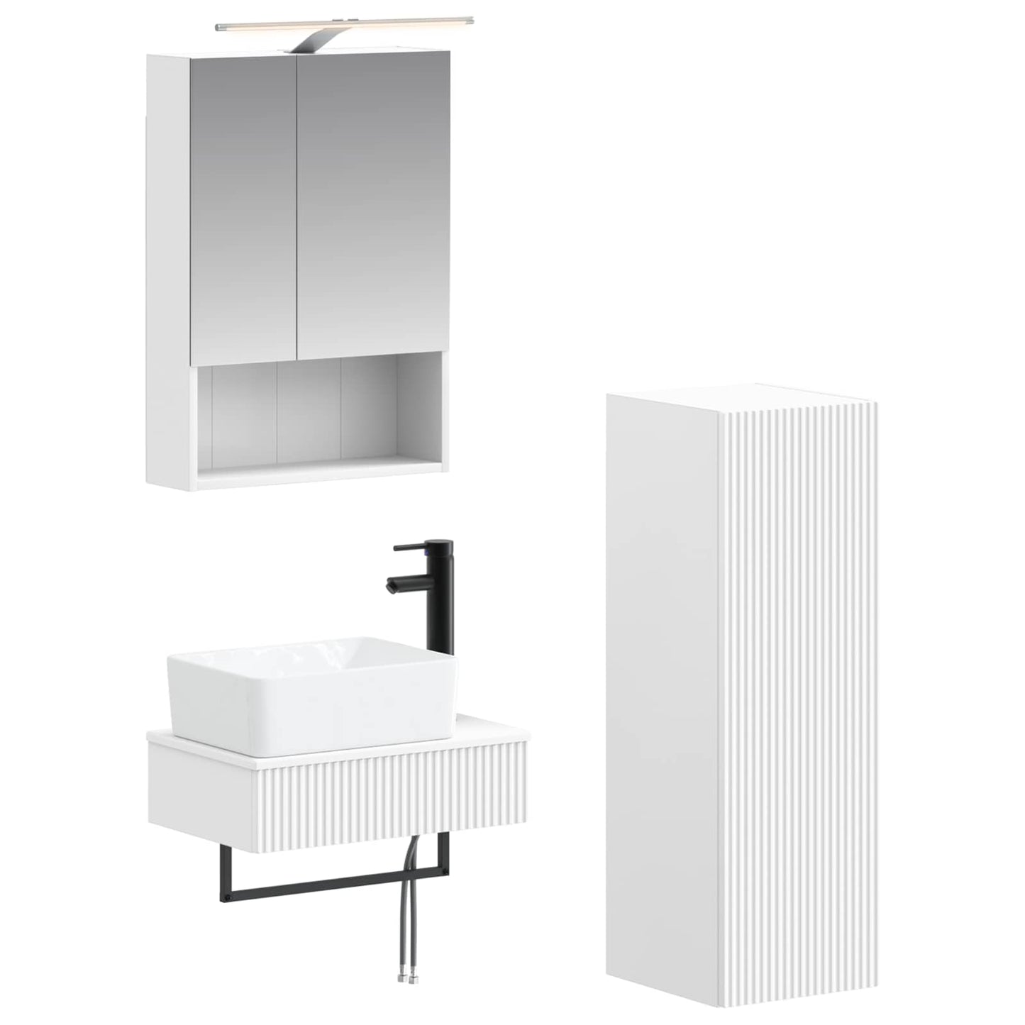 Baderomsskapsett 4 pcs Hvit 50 x 14,5 x 70 cm Konstruert tre