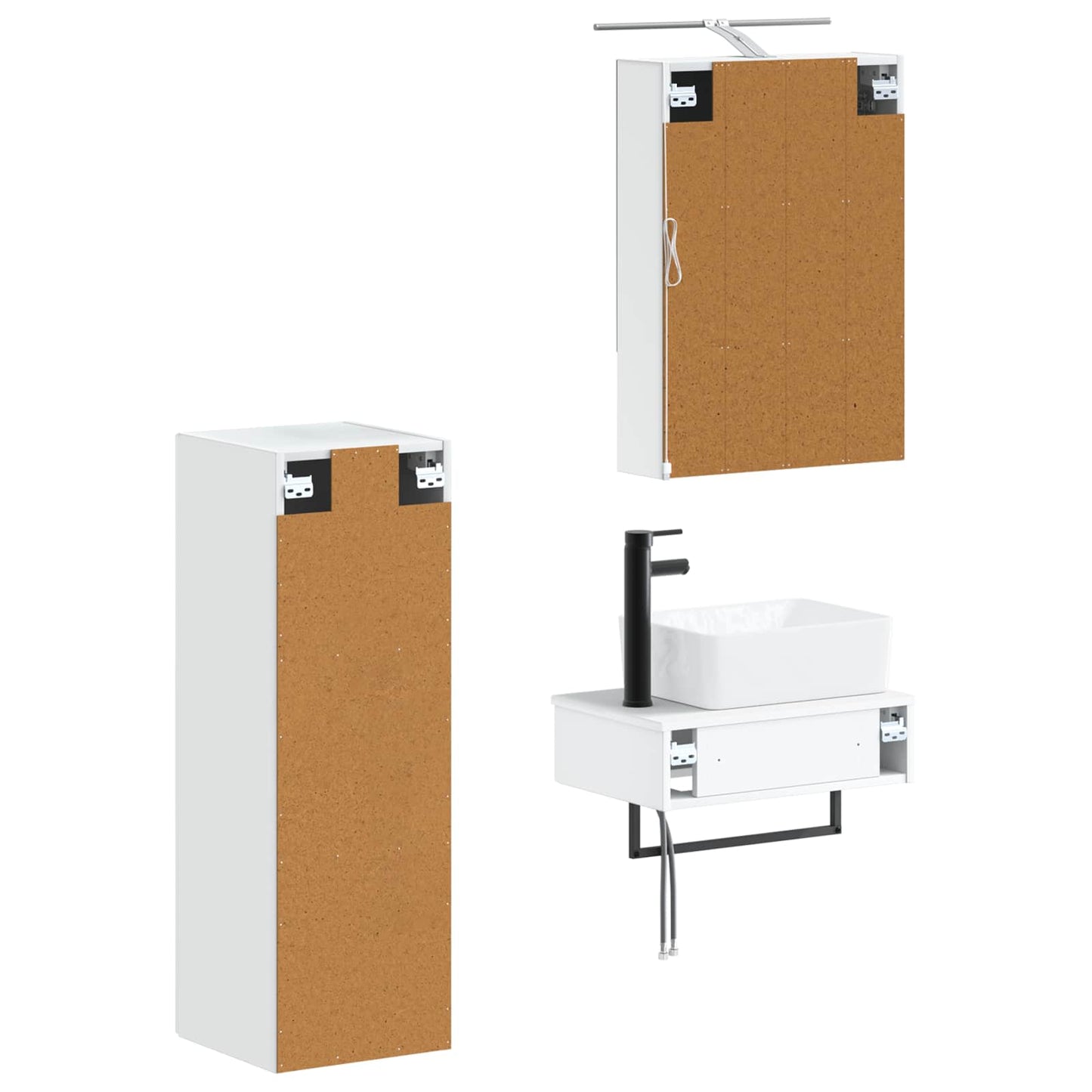 Baderomsskapsett 4 pcs Hvit 50 x 14,5 x 70 cm Konstruert tre