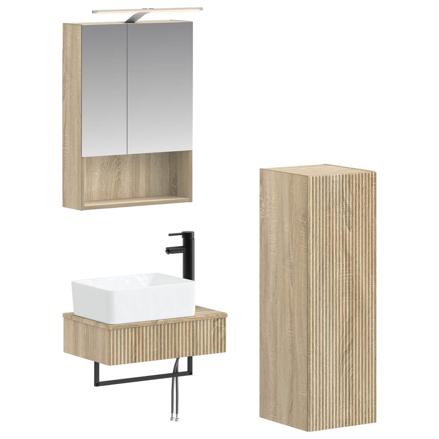 Baderomsskapsett 4 pcs Sonoma eik 50 x 14,5 x 70 cm