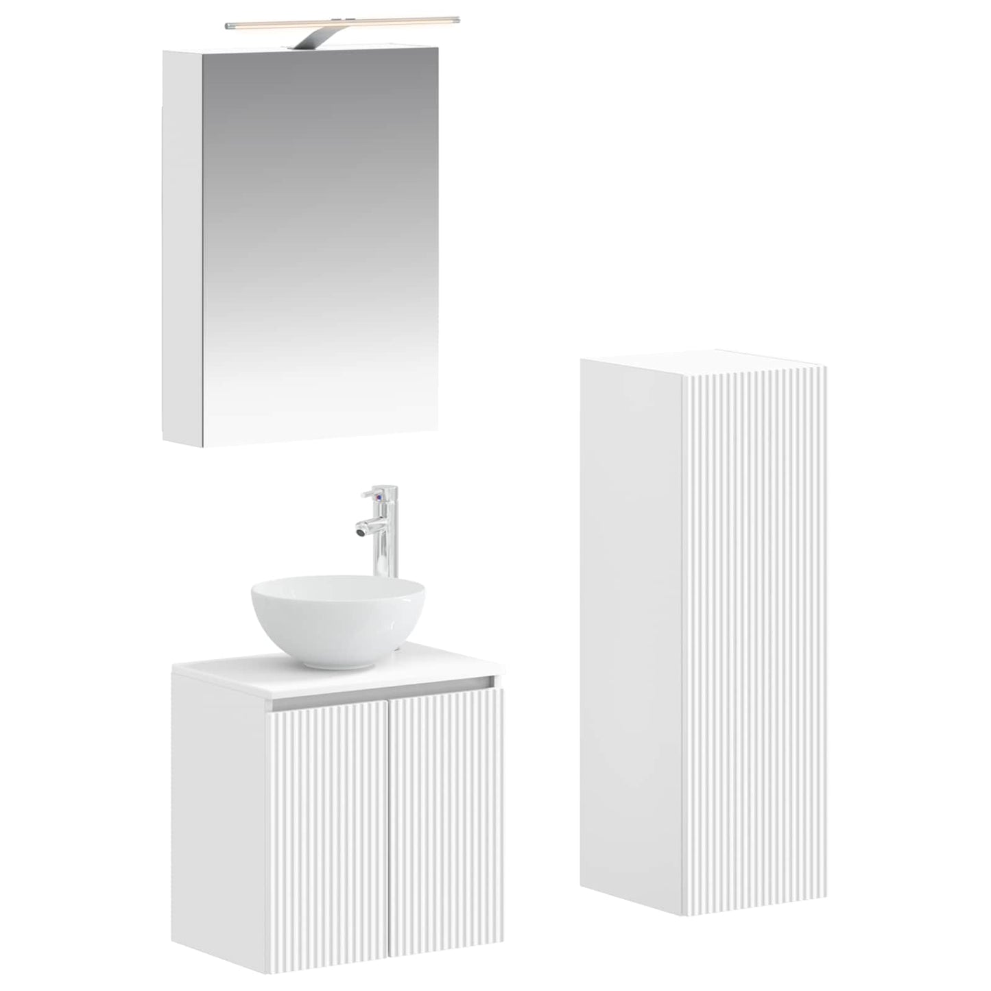Baderomsinnredningssett 4 pcs Hvit Konstruert tre og glass