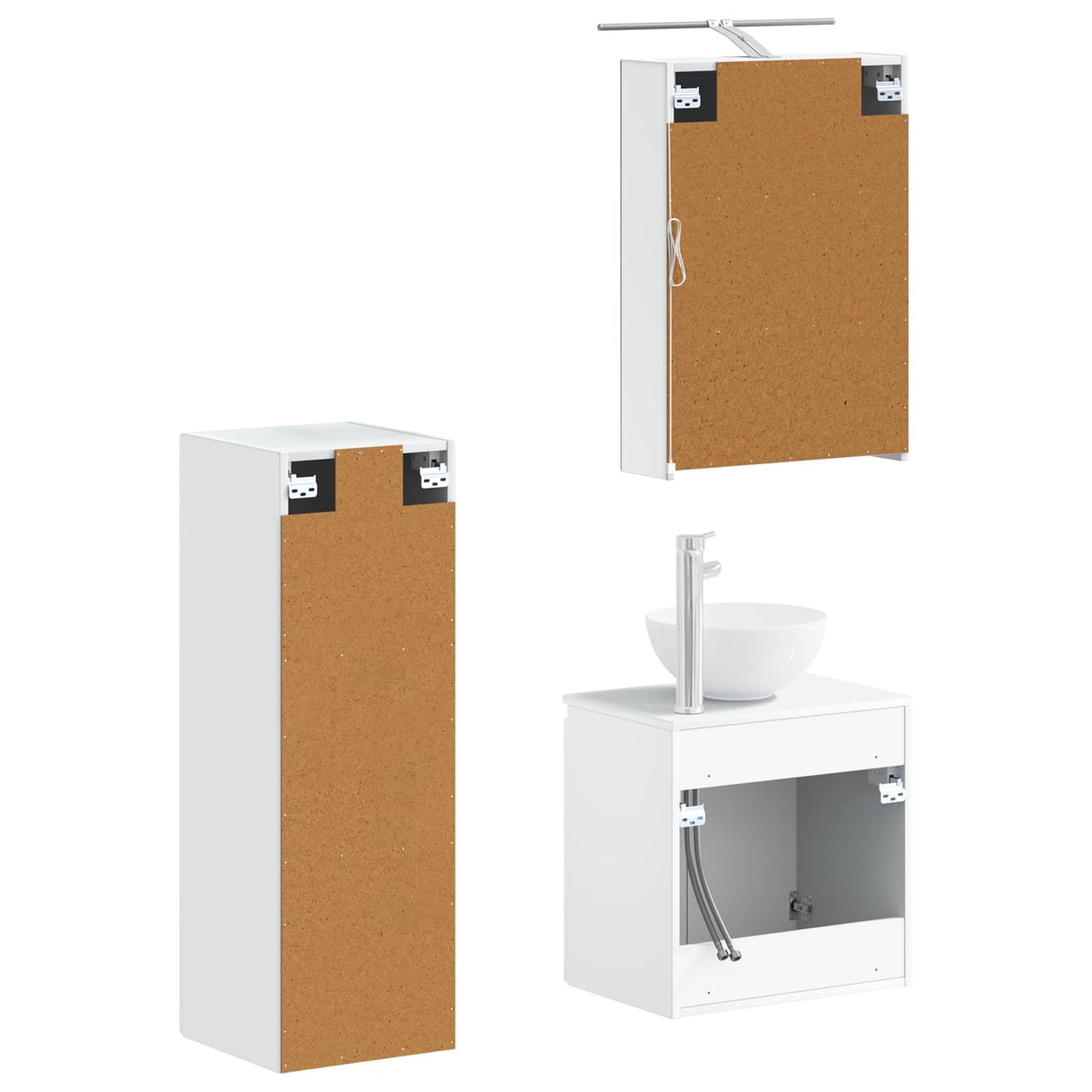 Baderomsinnredningssett 4 pcs Hvit Konstruert tre og glass