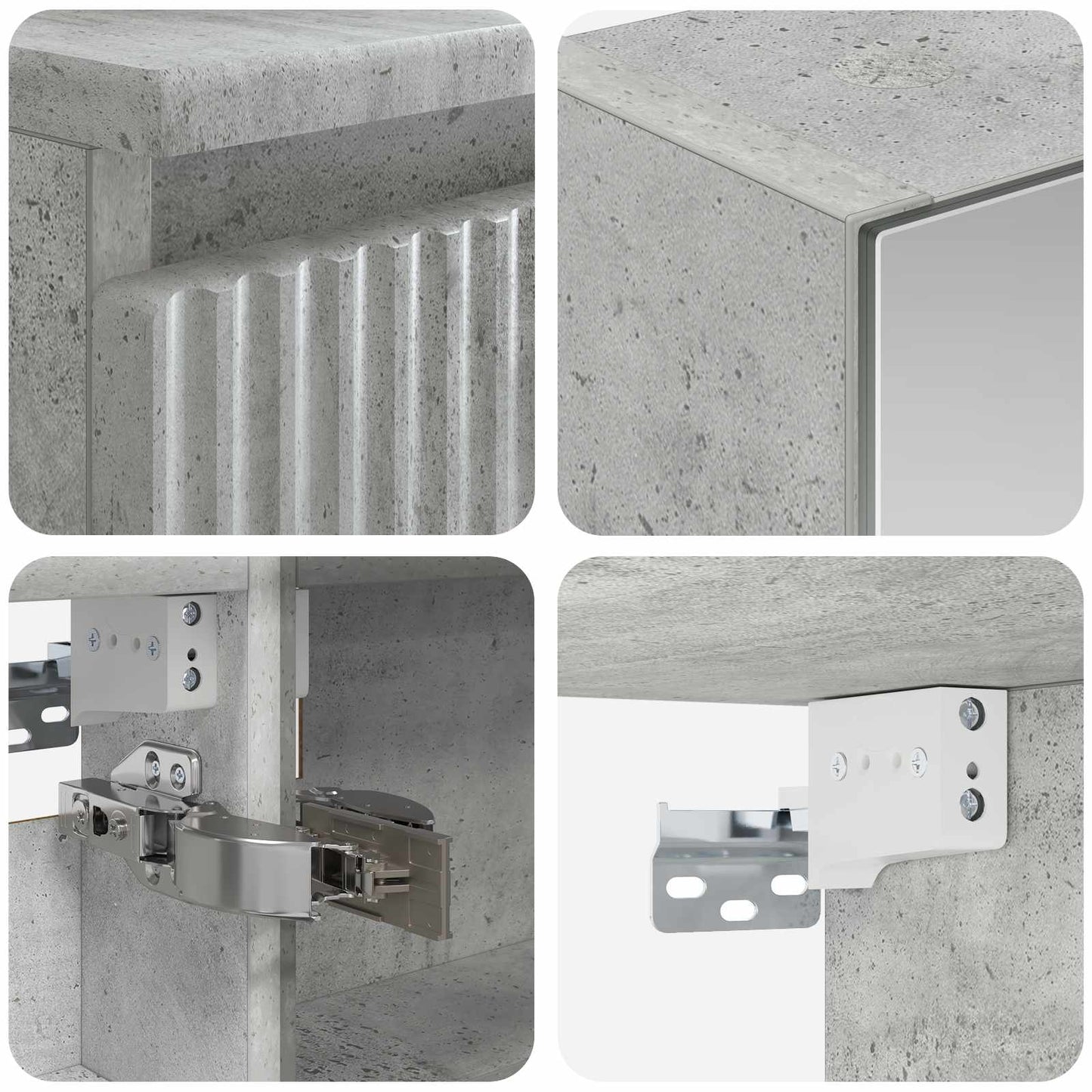 Baderomsinnredningssett 4 pcs Betonggrå Konstruert tre og glass