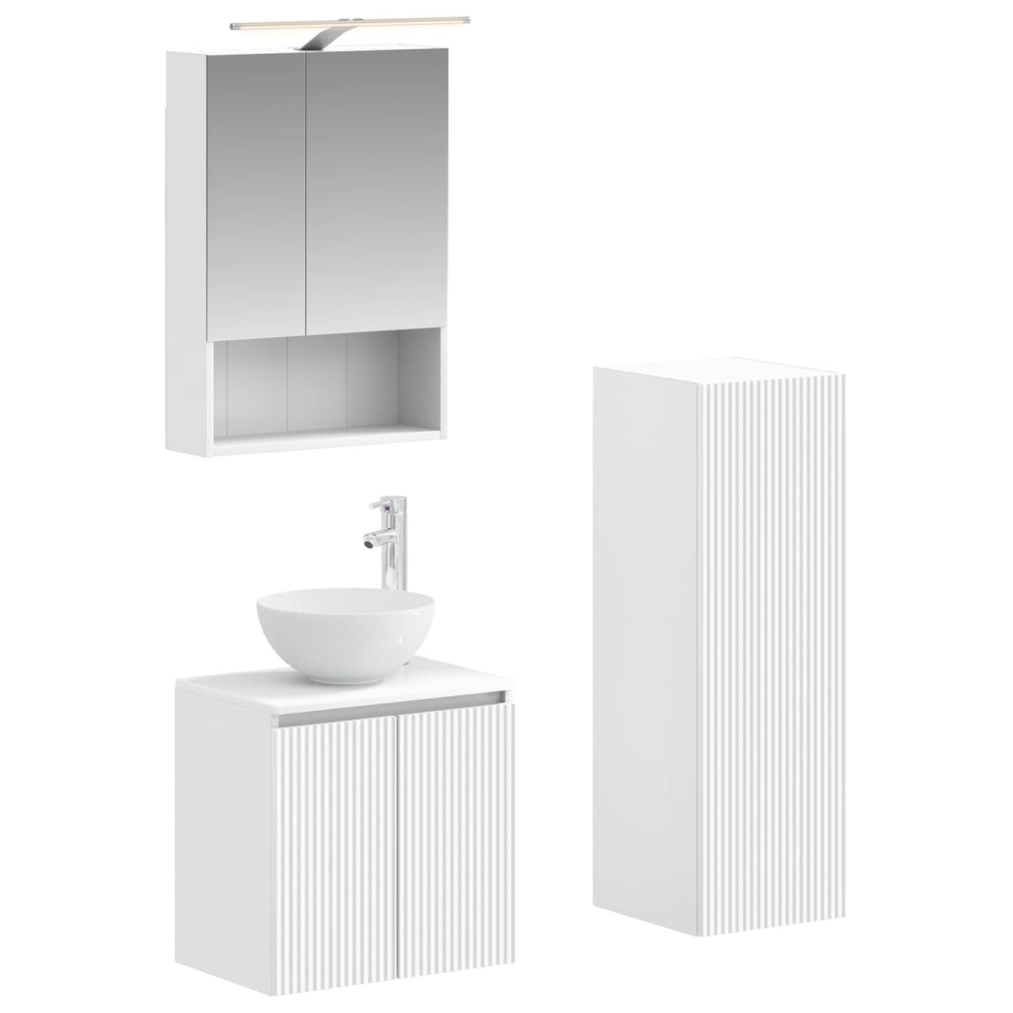 Baderomsinnredningssett 4 pcs Hvit Konstruert tre og glass