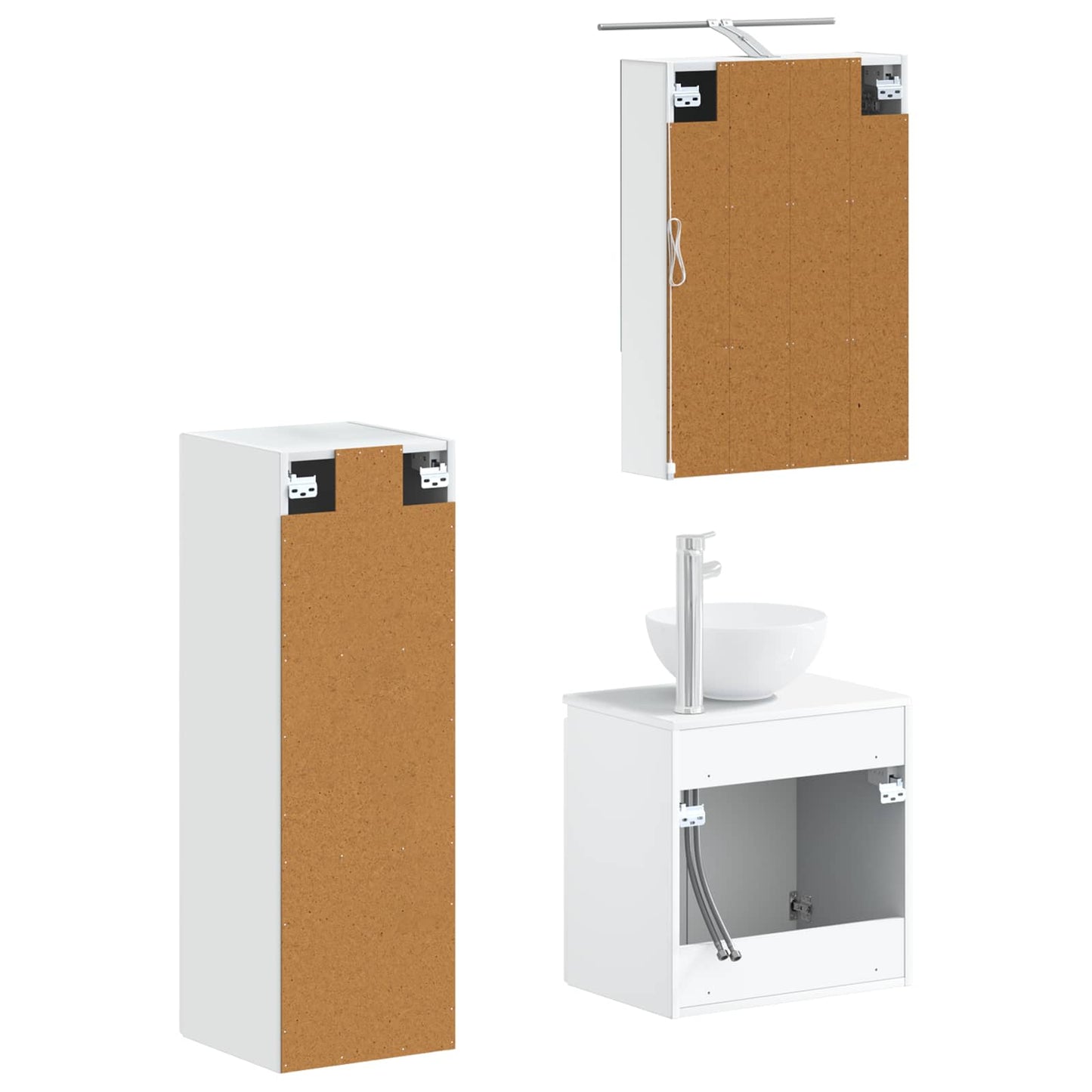 Baderomsinnredningssett 4 pcs Hvit Konstruert tre og glass