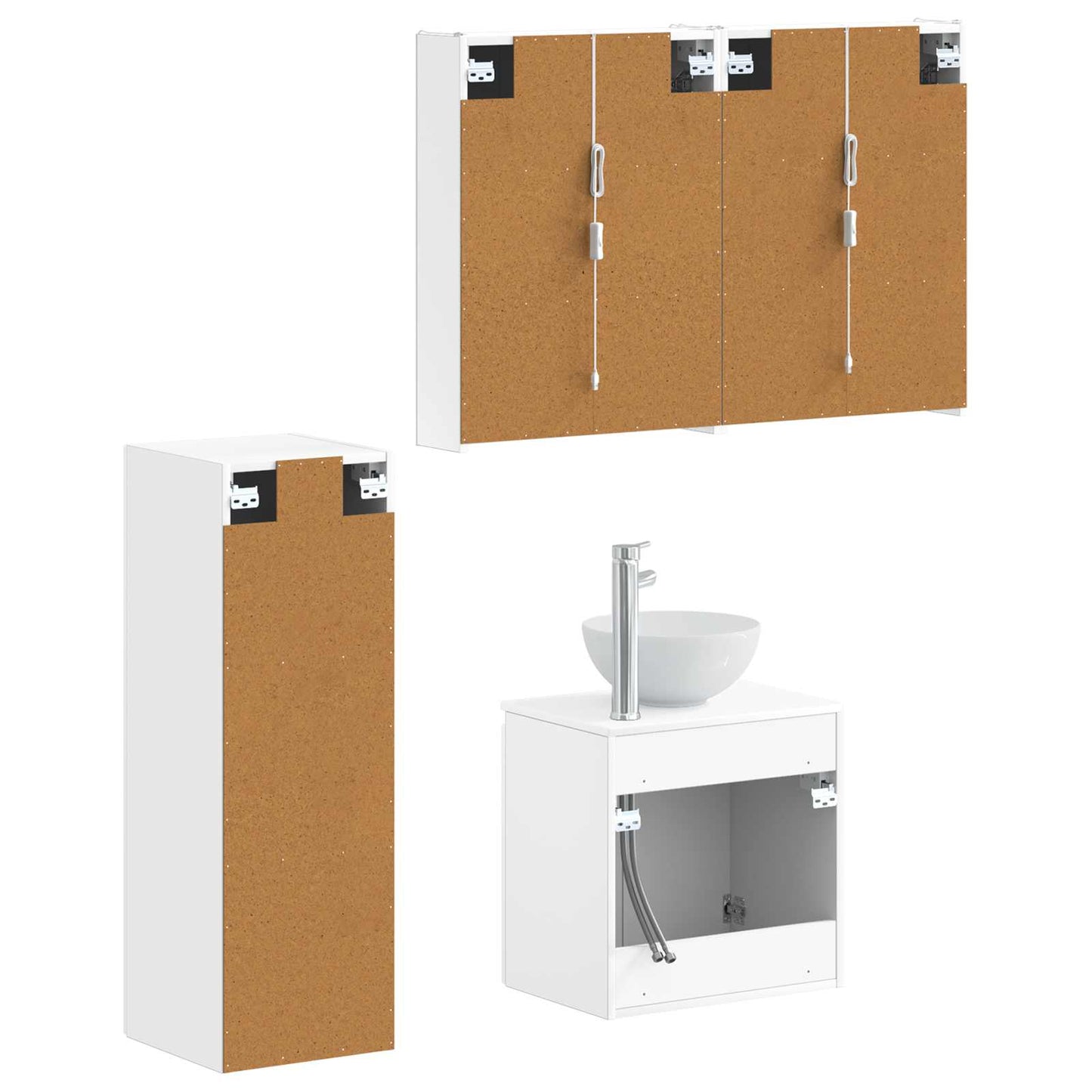 Baderomsinnredningssett 4 pcs Hvit Konstruert tre og glass