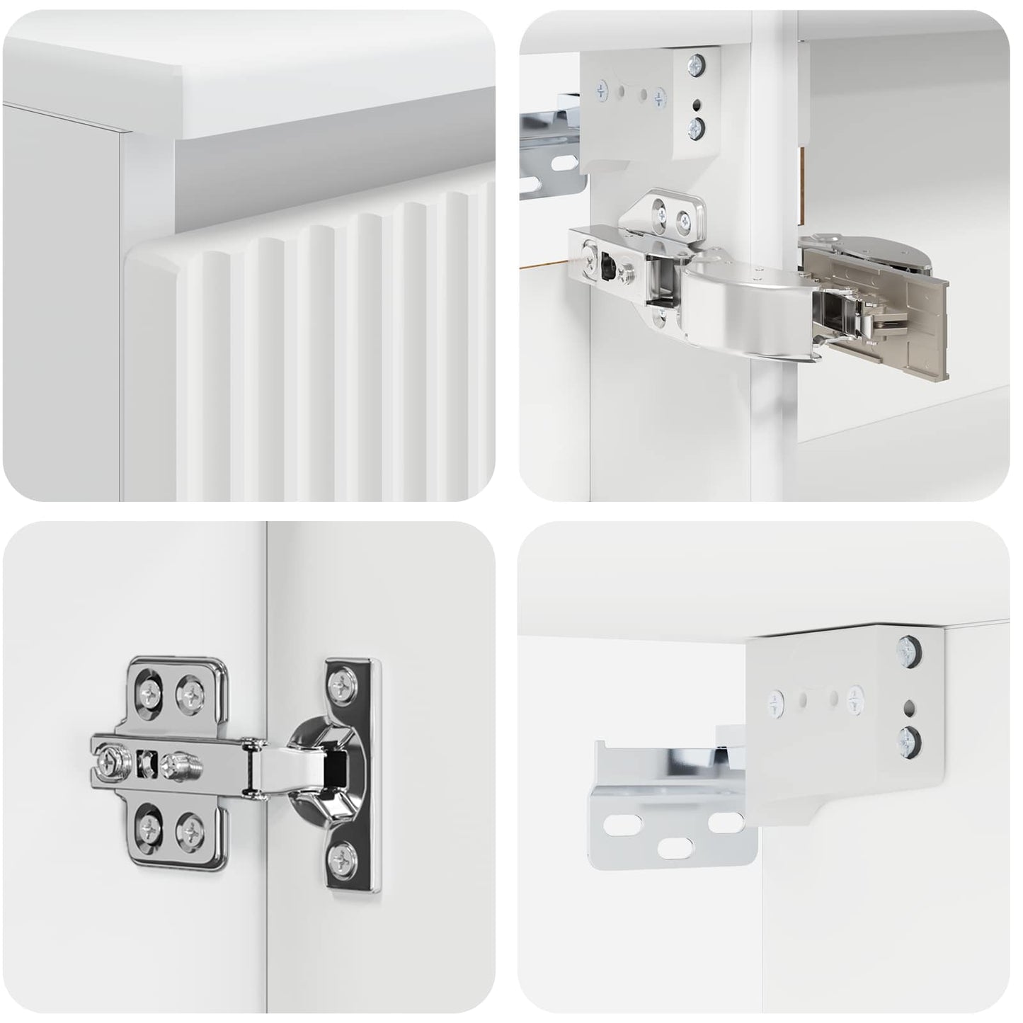 Baderomsinnredningssett 4 pcs Hvit Konstruert tre og glass