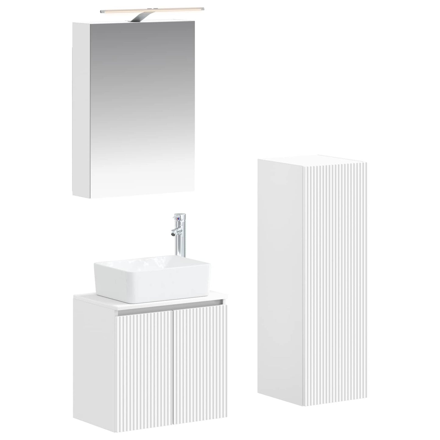 Baderomsinnredningssett 4 pcs Hvit Konstruert tre og glass