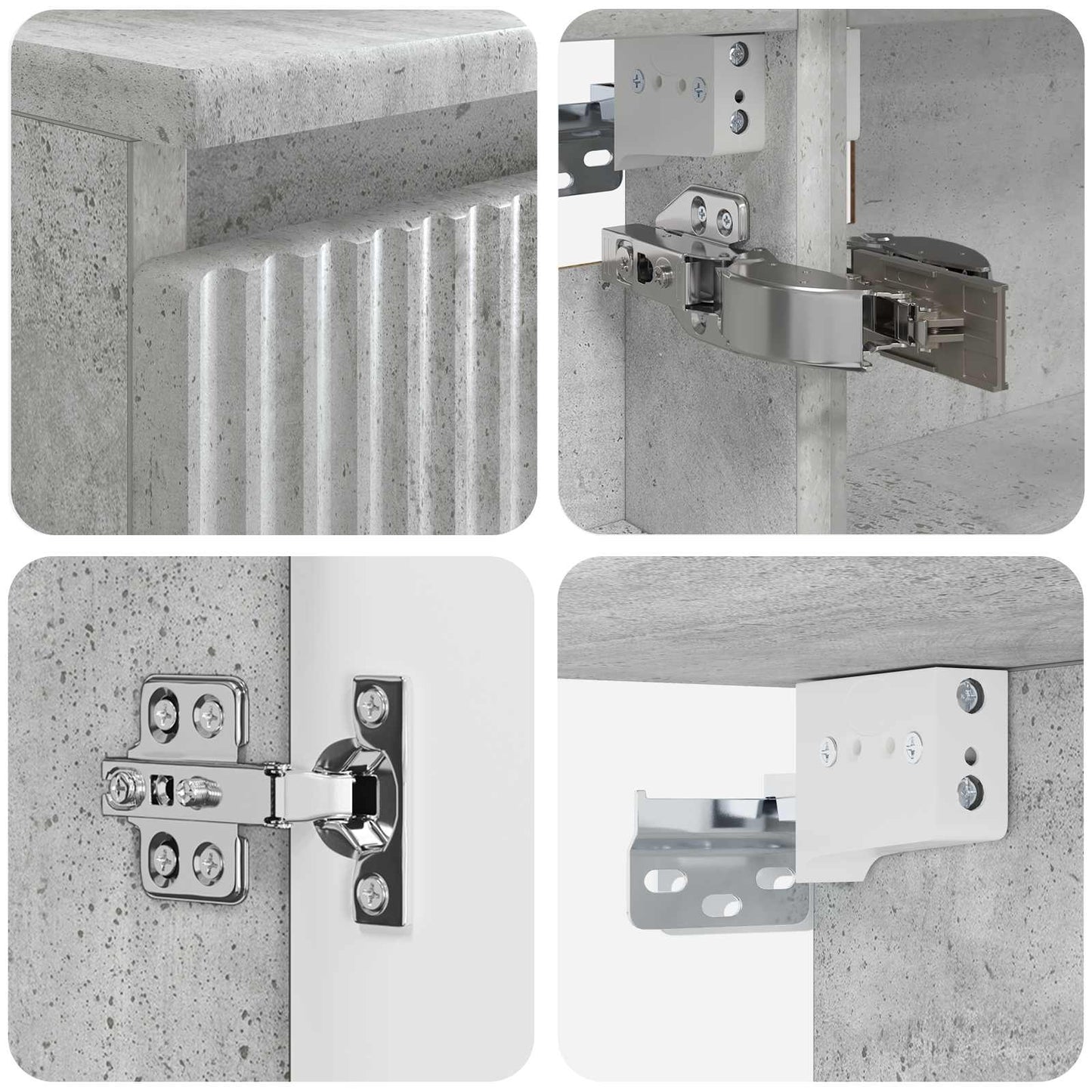 Baderomsinnredningssett 4 pcs Betonggrå Konstruert tre og glass