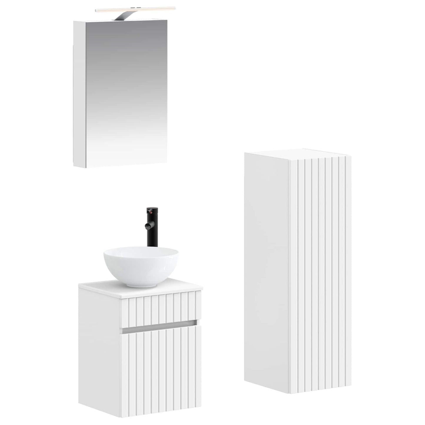 Baderomsinnredningssett 4 pcs Hvit Konstruert tre og glass