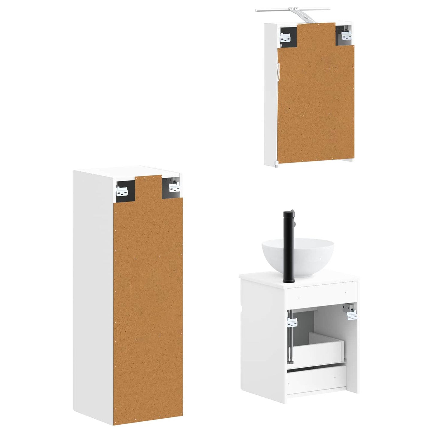 Baderomsinnredningssett 4 pcs Hvit Konstruert tre og glass