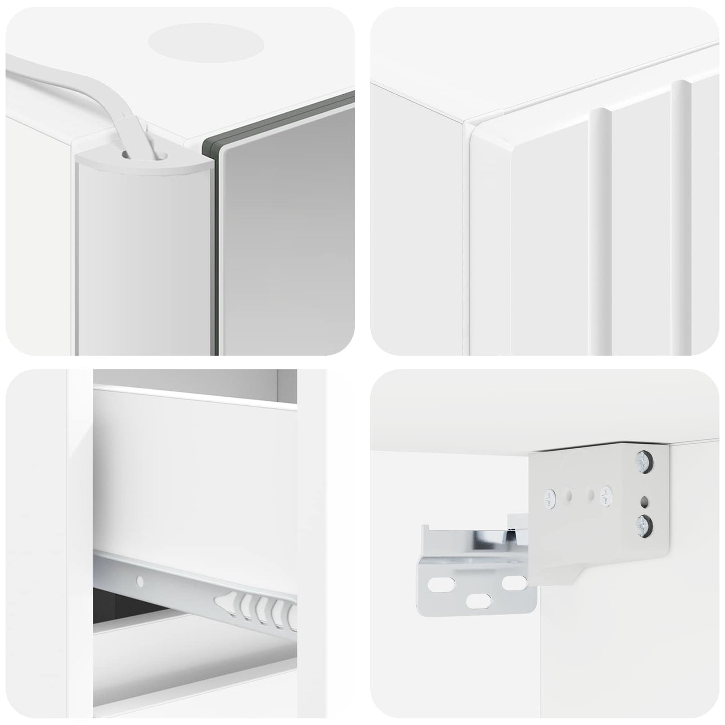 Baderomsinnredningssett 4 pcs Hvit Konstruert tre og glass
