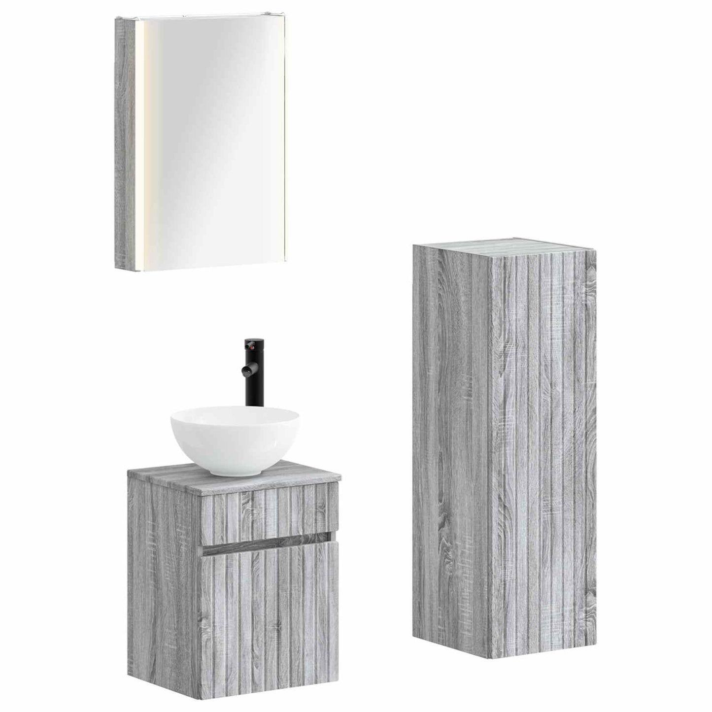 Baderomsinnredningssett 4 pcs Grå Sonoma