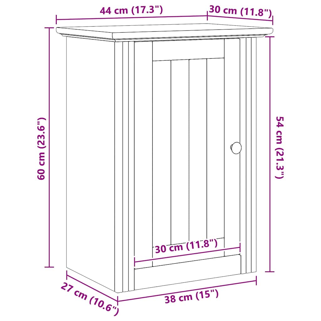 Baderom veggskap med lagring BODO Honning brun 44 x 30 x 60 cm vidaXL