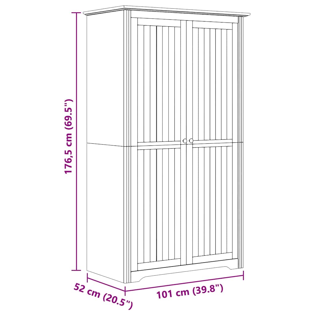 Garderobeskap med lagring BODO Honning brun 53,5 x 99 x 173 cm vidaXL
